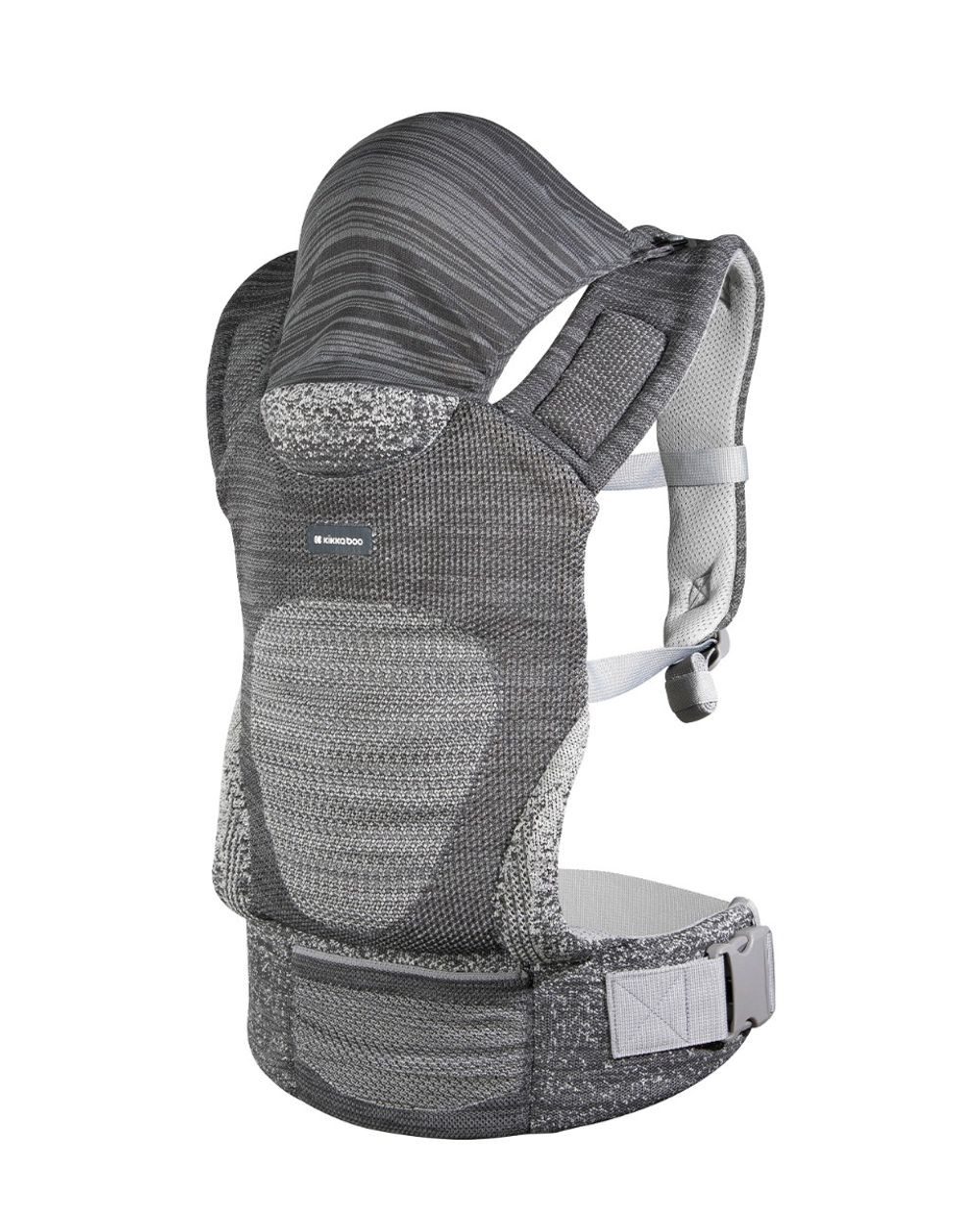 Kikkaboo Babytrage Hoody Fly, Hüftsitz, 3 Tragepositionen, Strickstoff, gepolsterte Gurte, 15 kg