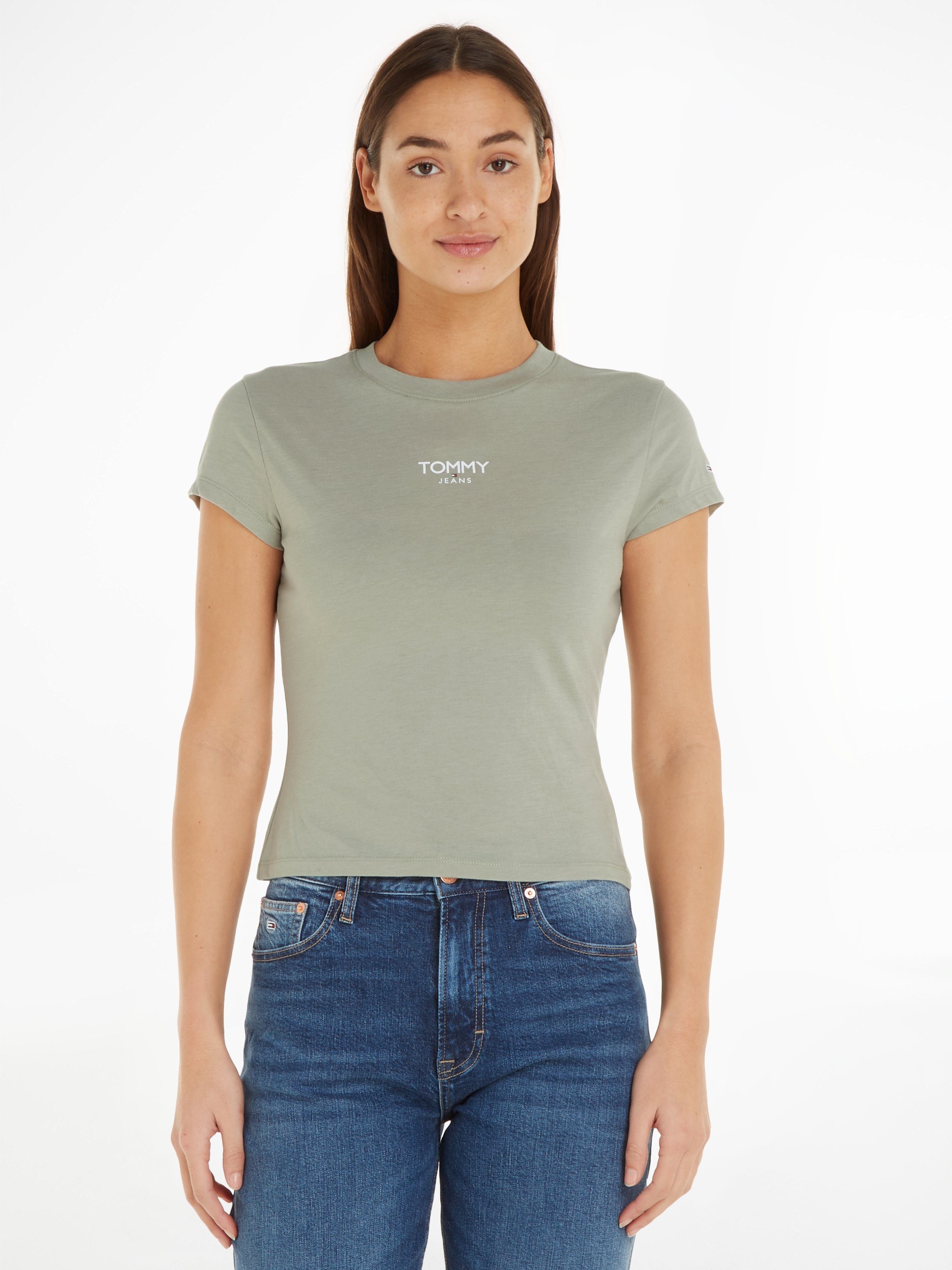 Tommy Jeans T-Shirt TJW BBY ESSENTIAL LOGO 1 SS mit Tommy Jeans Logo Faded Willow