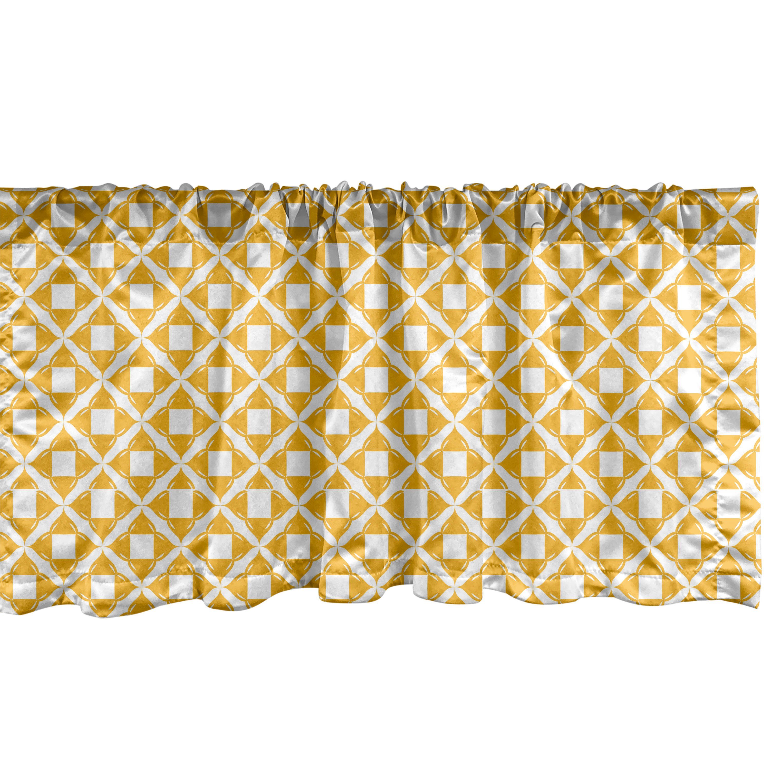 Scheibengardine Vorhang Volant für Küche Schlafzimmer Dekor mit Stangentasche, Abakuhaus, Microfaser, Orange Klassische Folk-Blumen-Verzierung