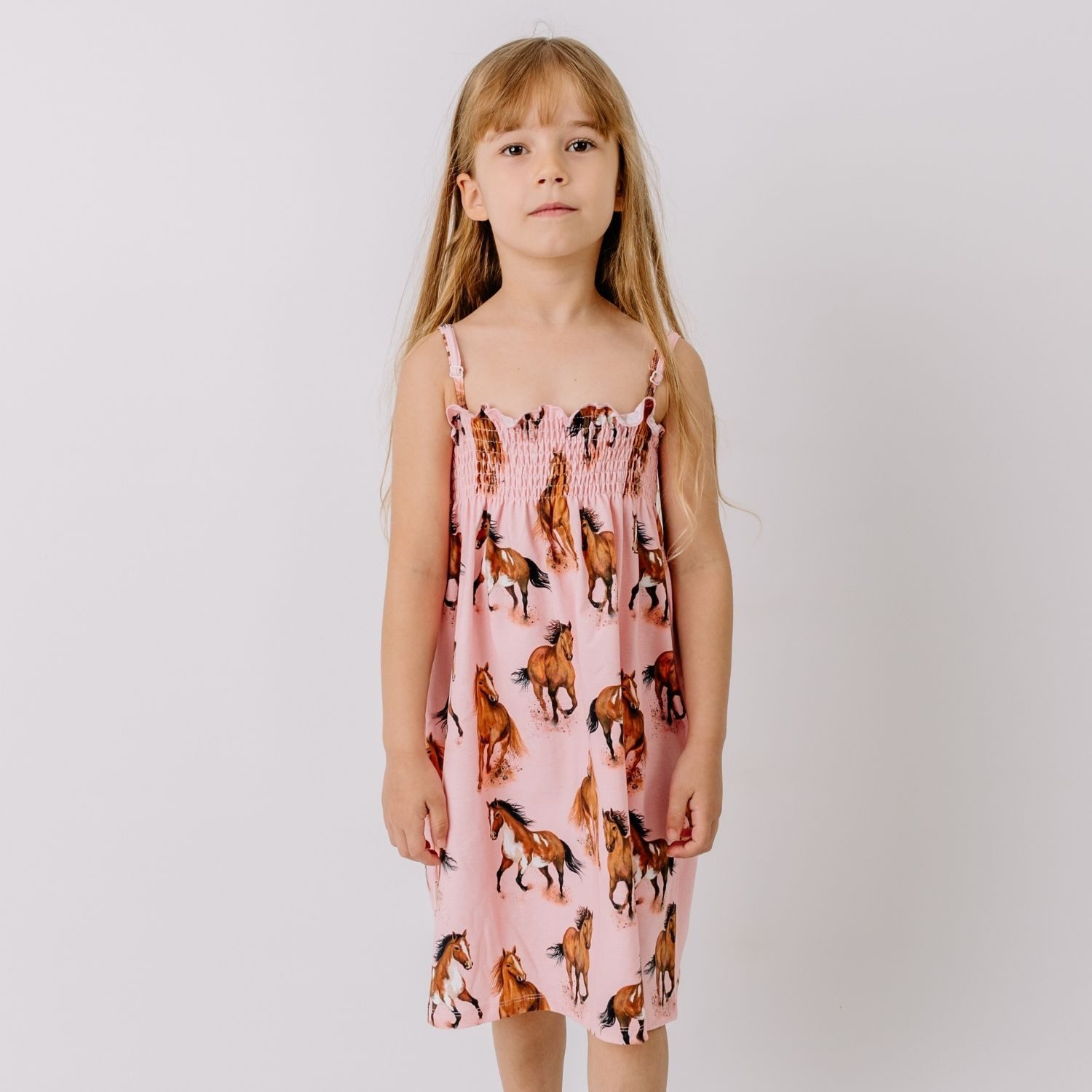 Walkiddy Jerseykleid Walkiddy Pferde Kinder Bio Baumwolle GOTS Rosa - Bio Baumwolle,GOTS, Kinderbekleidung,nachhaltige Klamotten,Shorts
