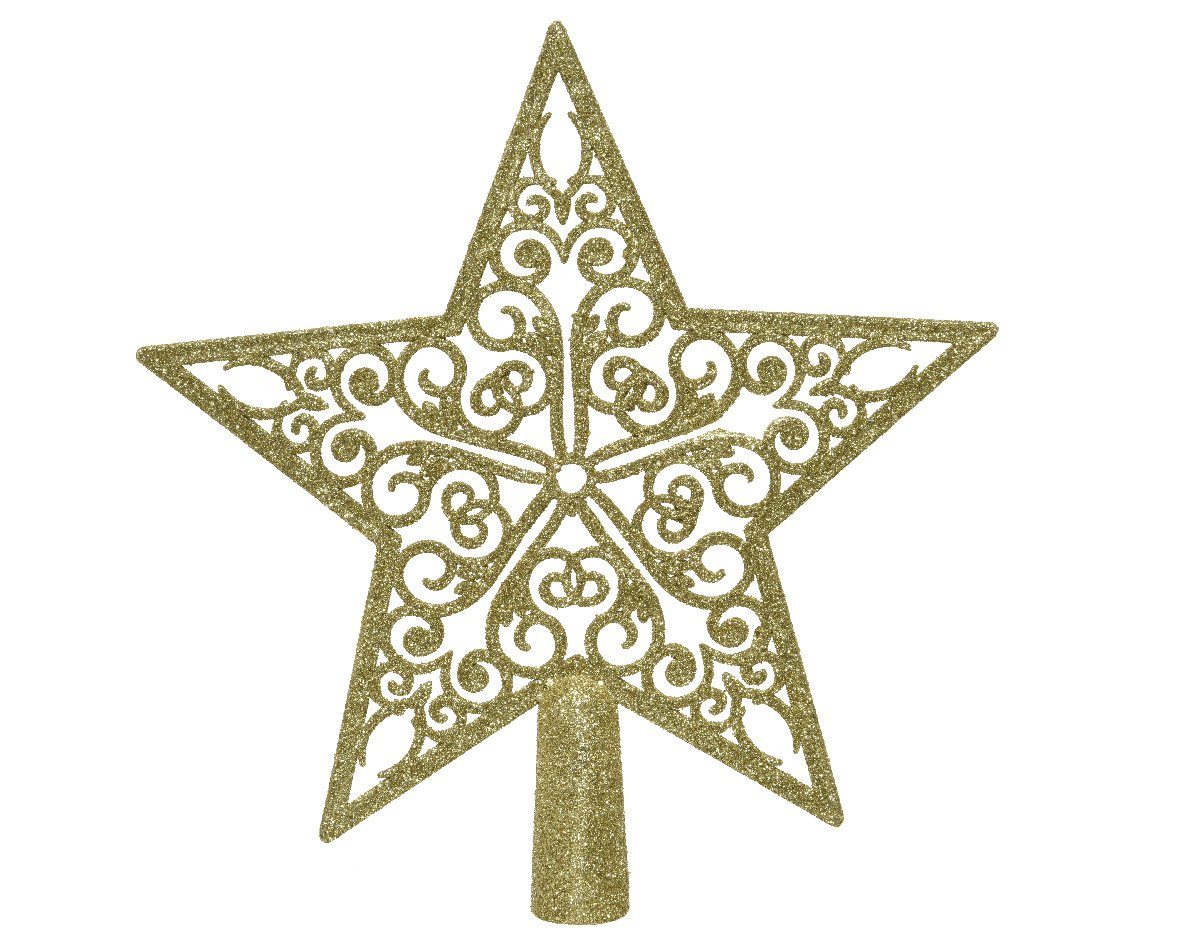 Gold Stern 21cm season decorations Kunststoff Decoris Christbaumspitze, Christbaumspitze