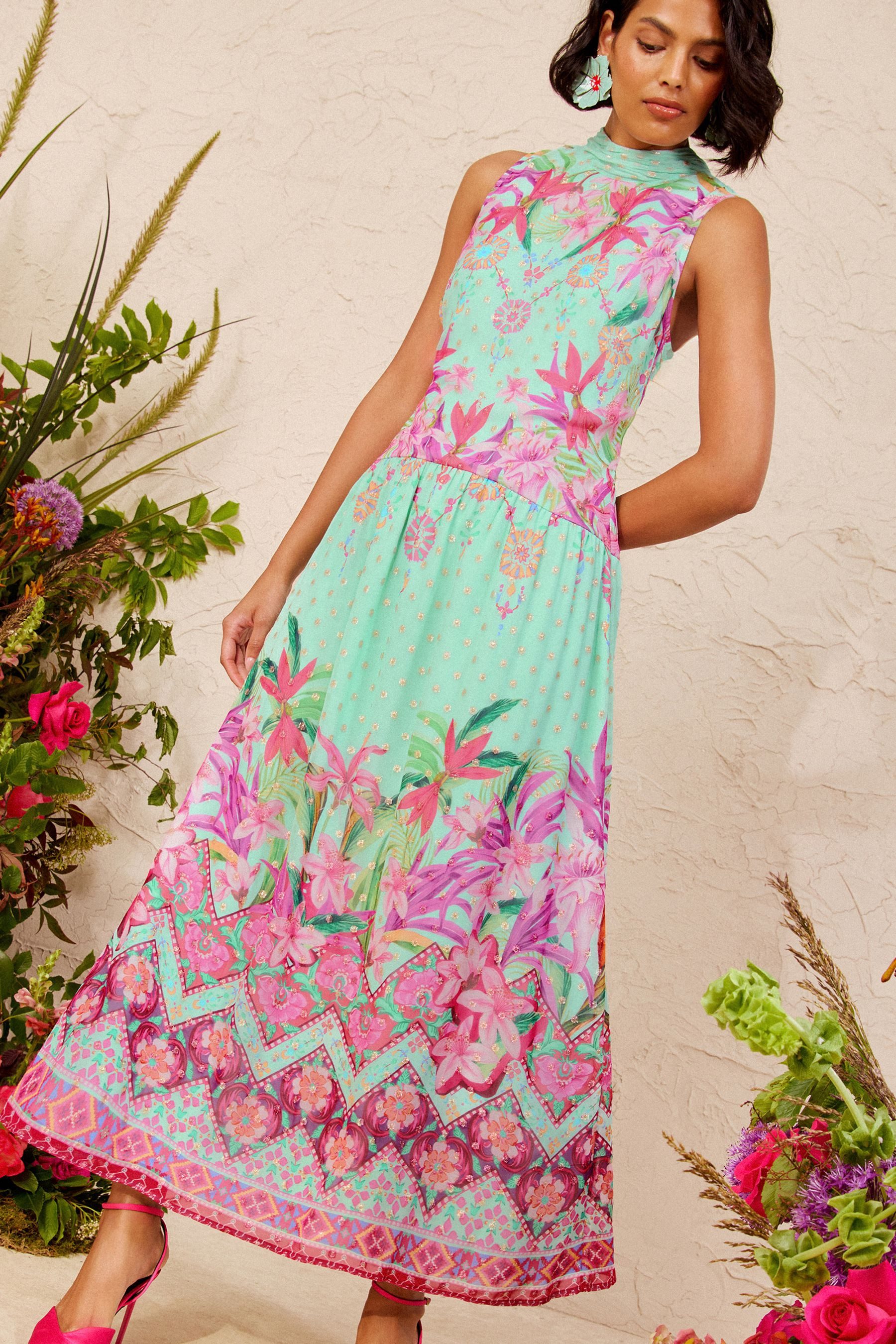 Love & Roses Maxikleid Love & Roses Maxikleid mit Schleife, Petite (1-tlg)