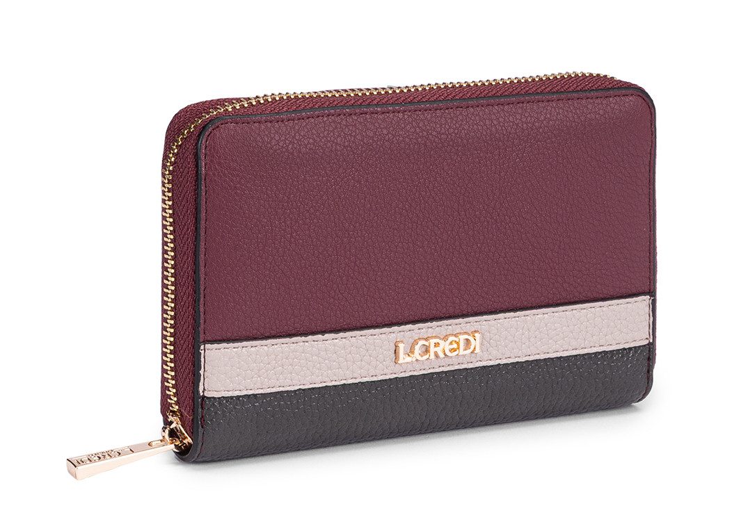 L. CREDI Geldbörse Zip Around Wallet, mit RFID-Blocker Schutz