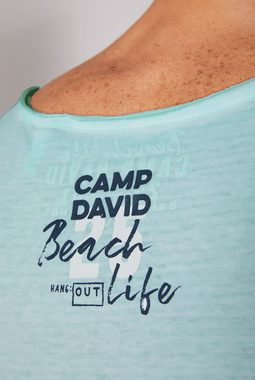 CAMP DAVID Tanktop mit offenen Kanten an den Ausschnitten