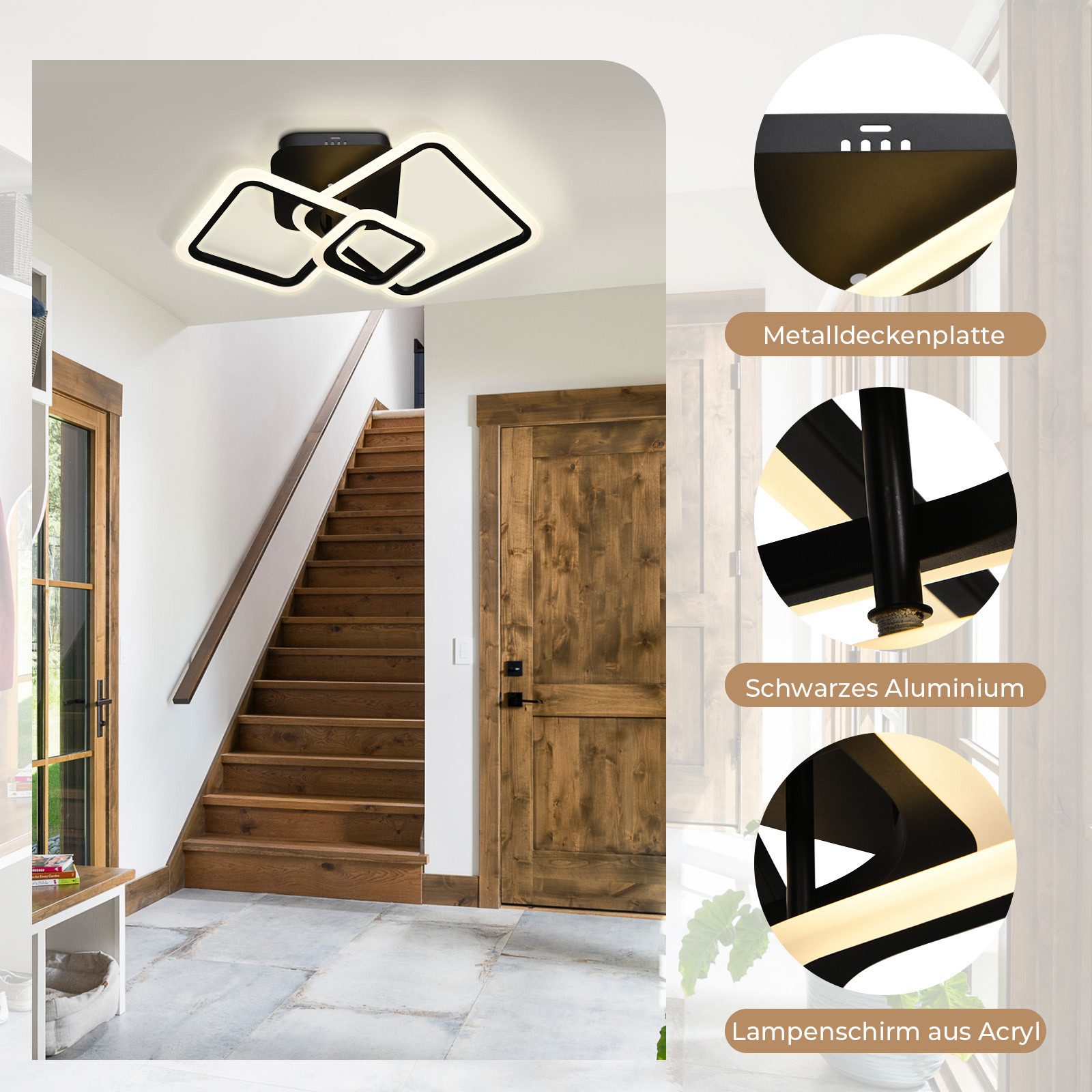 Jibenhome Deckenleuchte LED Deckenlampen Schwarz Dimmbar günstig online kaufen