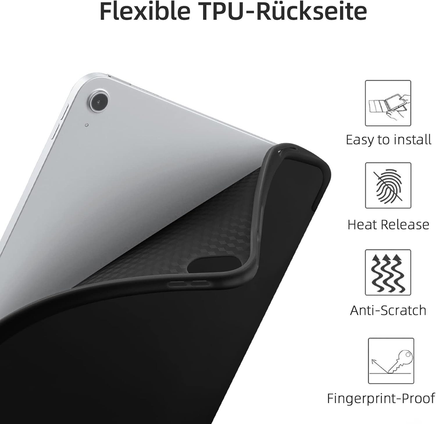 CLM-Tech Tablet-Hülle für iPad A16 11 Zoll 2025 Schutzhülle, Standfunktion, Auto Schlaf/Wach Funktion, schwarz