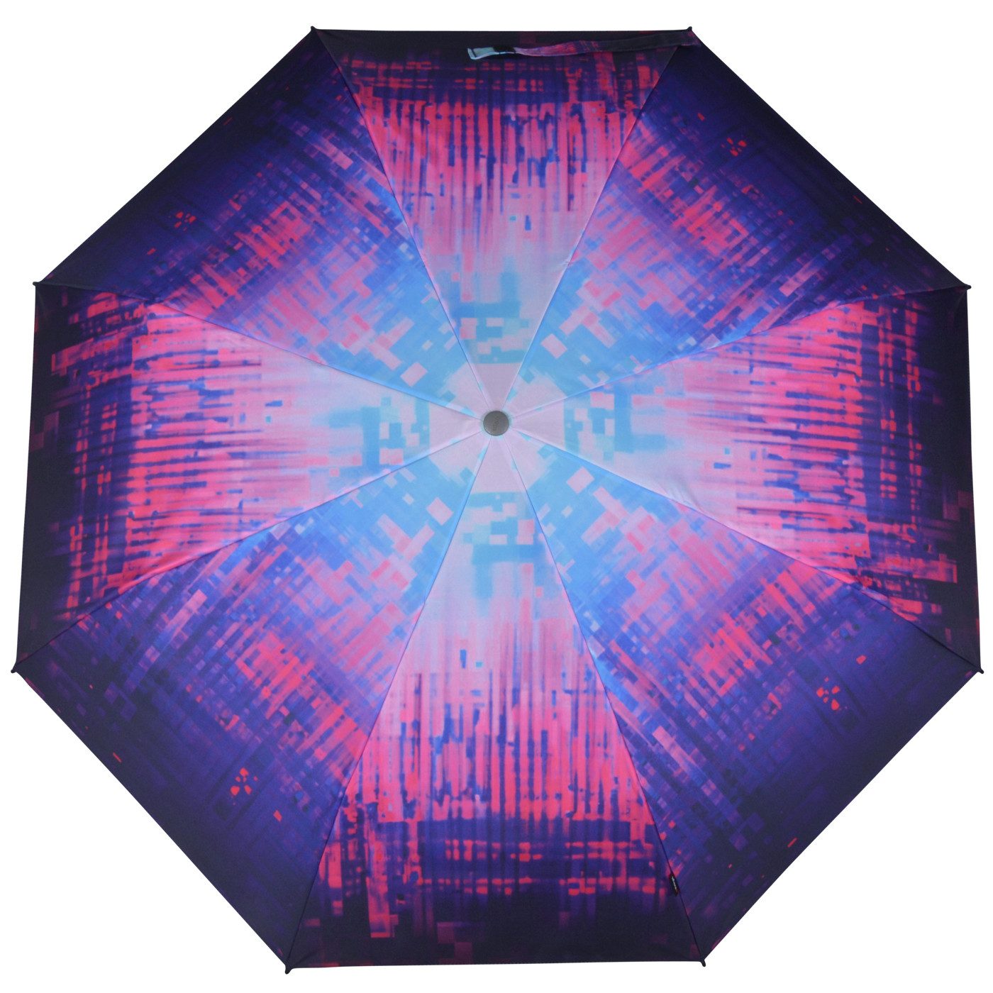 Knirps® Taschenregenschirm E.200 Duomatic mit leichtgängiger Auf-Zu-Automatik, mit abstraktem, blau-rosa Pixel-Muster
