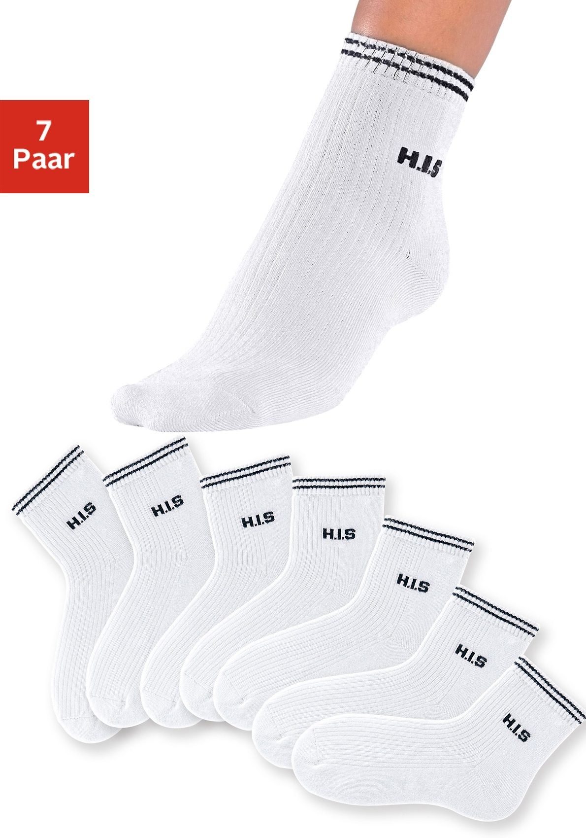 Vollfrottee 7-Paar) H.I.S (Set, Kurzsocken weiß mit