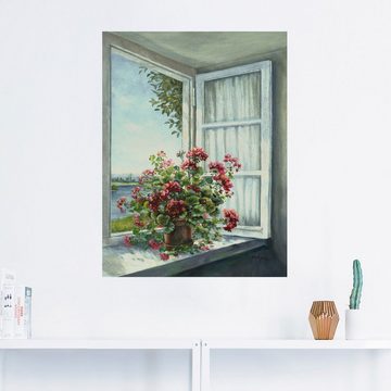 Artland Wandbild Geranien am Fenster, Blumen (1 St), als Alubild, Outdoorbild, Leinwandbild, Poster, Wandaufkleber