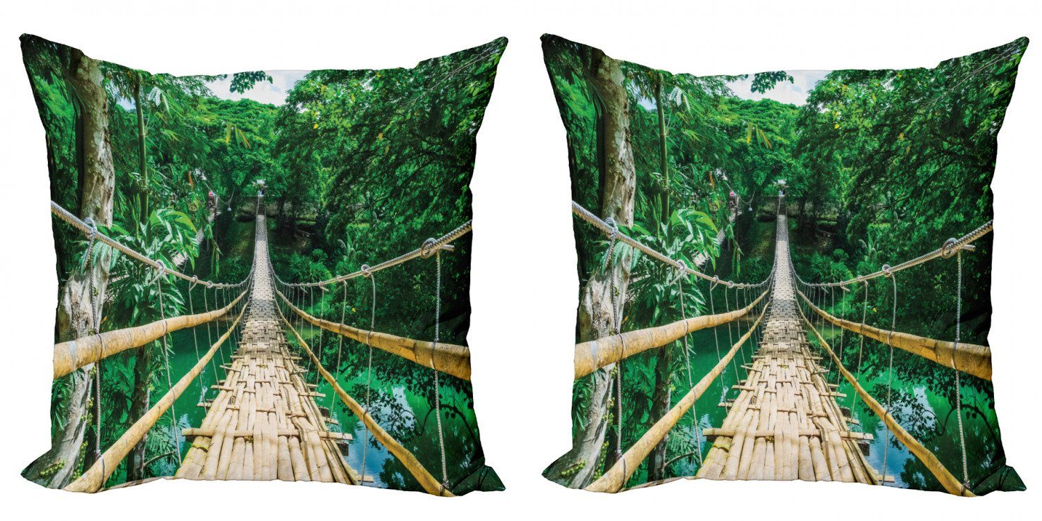 Abakuhaus Stück), Fluss Tropisch Doppelseitiger Bambuswald Kissenbezüge Modern (2 Accent Digitaldruck,