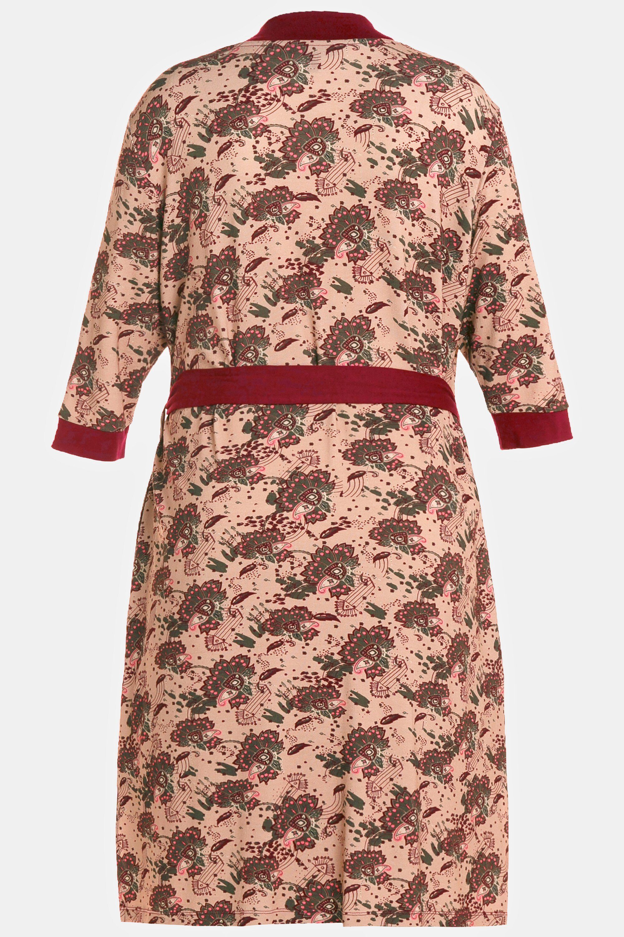 offene Langarm, ca. Materialmix Kimono Ulla Form Oberschenkel, gemustert Schalkragen Kimono Mitte Popken