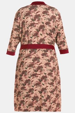 Ulla Popken Kimono Kimono gemustert offene Form Schalkragen Langarm, ca. Mitte Oberschenkel, Materialmix