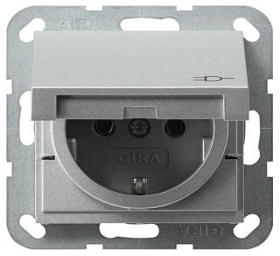 GIRA Schalter GIRA 445426 SCHUKO-Steckdose Klappdeckel System 55 Farbe Alu