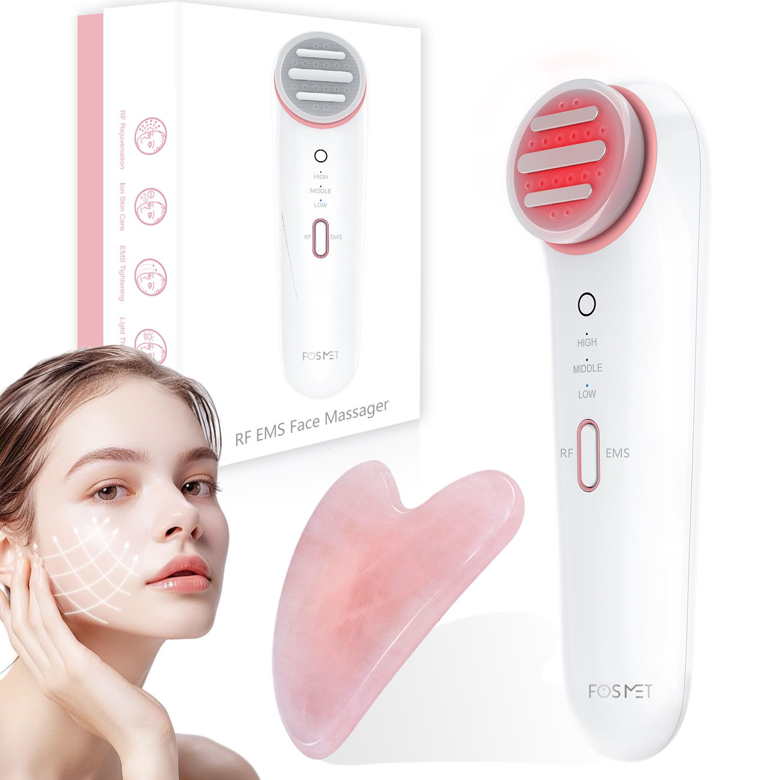 Gesichtsmassagegerät Gesichtsmassagegerät gegen Falten – 6-in-1 Anti-Aging Gerät