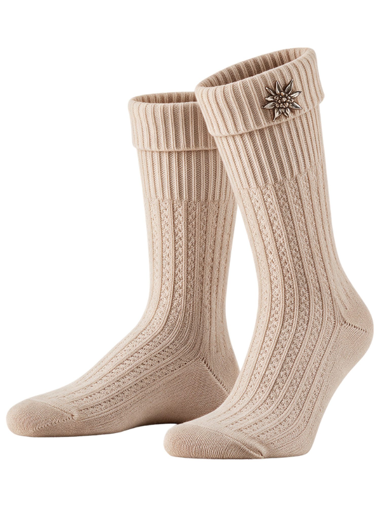 Yuhu Socken Trachtensocken mit Edelweiß-Pin