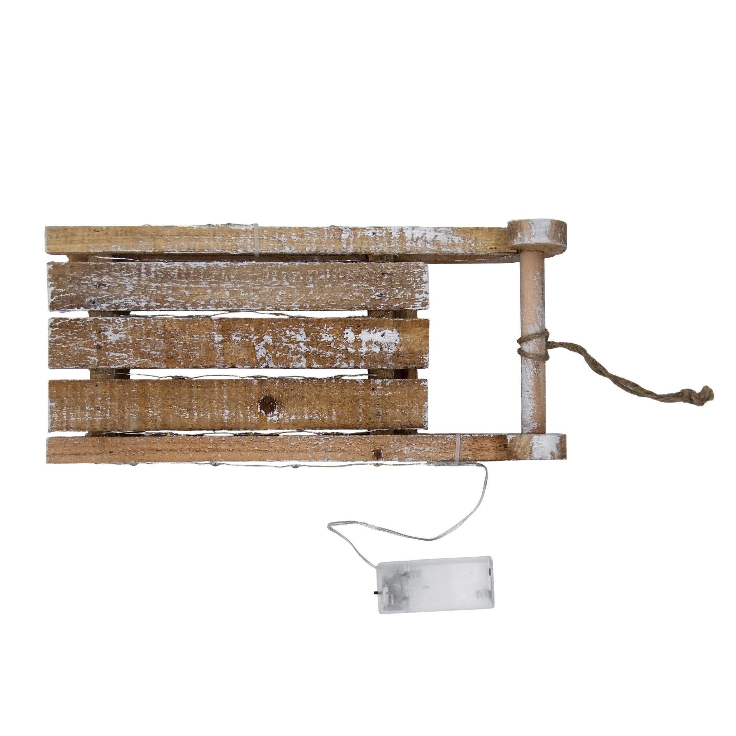Spetebo LED Dekofigur LED Deko Holz Schlitten 30 cm - 25 LED - Timer, An / Aus / Timer, LED, warmweiß, Timer – Bild 4 von 5