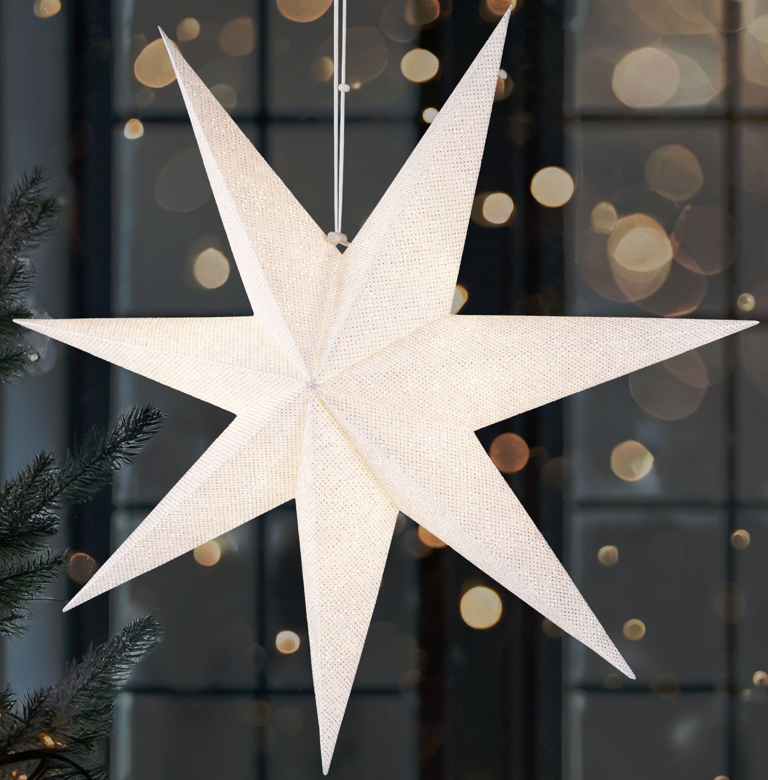 3D Weihnachtsstern Beleuchtet – 60 Cm Durchmesser, Faltbar Aus Papier, Mit 3 M Kabel (E14-Fassung), Für Fenster, Decke Oder Wand, Gold