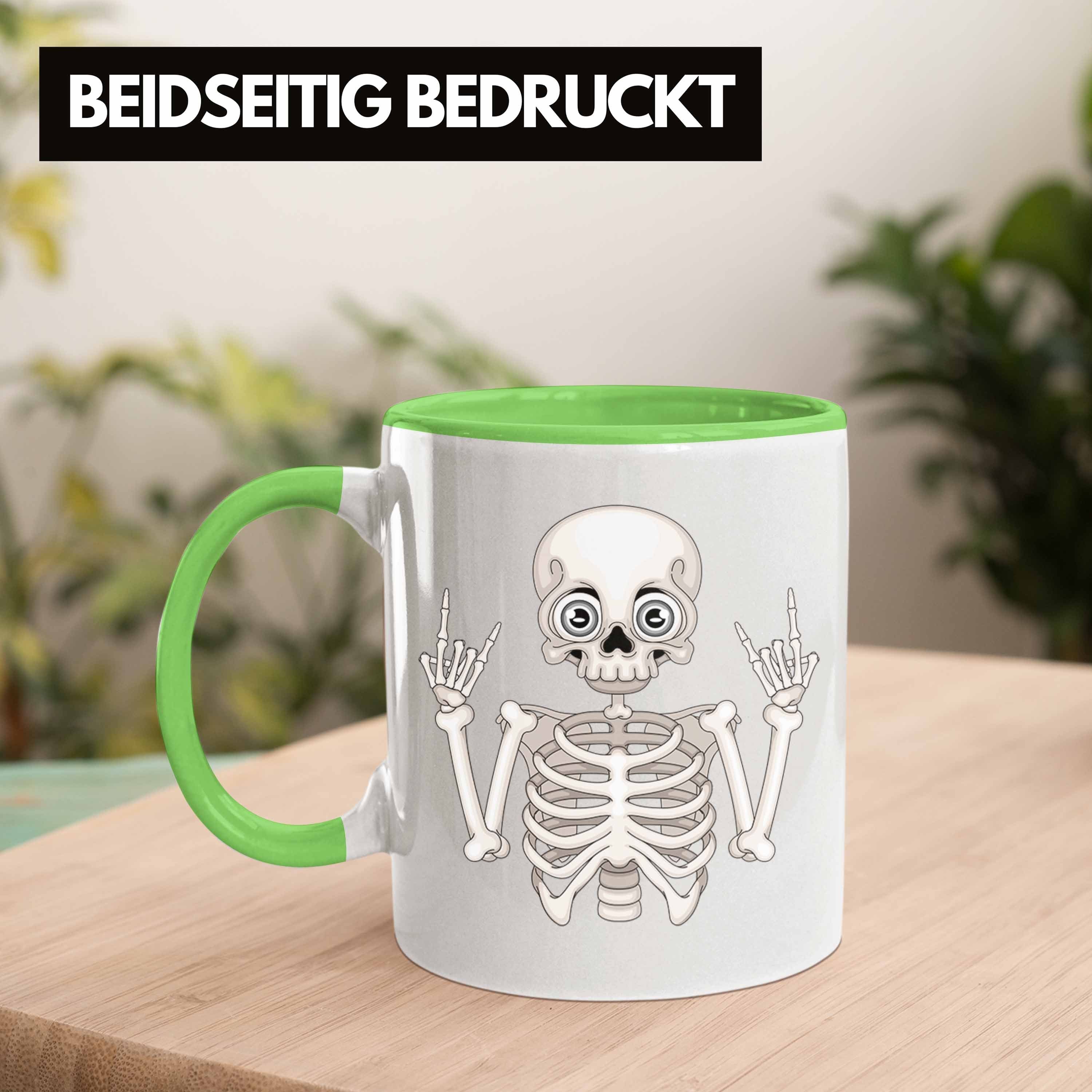 Skelett Roll Geschenkidee Fans: Grün Tasse Trendation Tasse Lustige Rock n Tasse