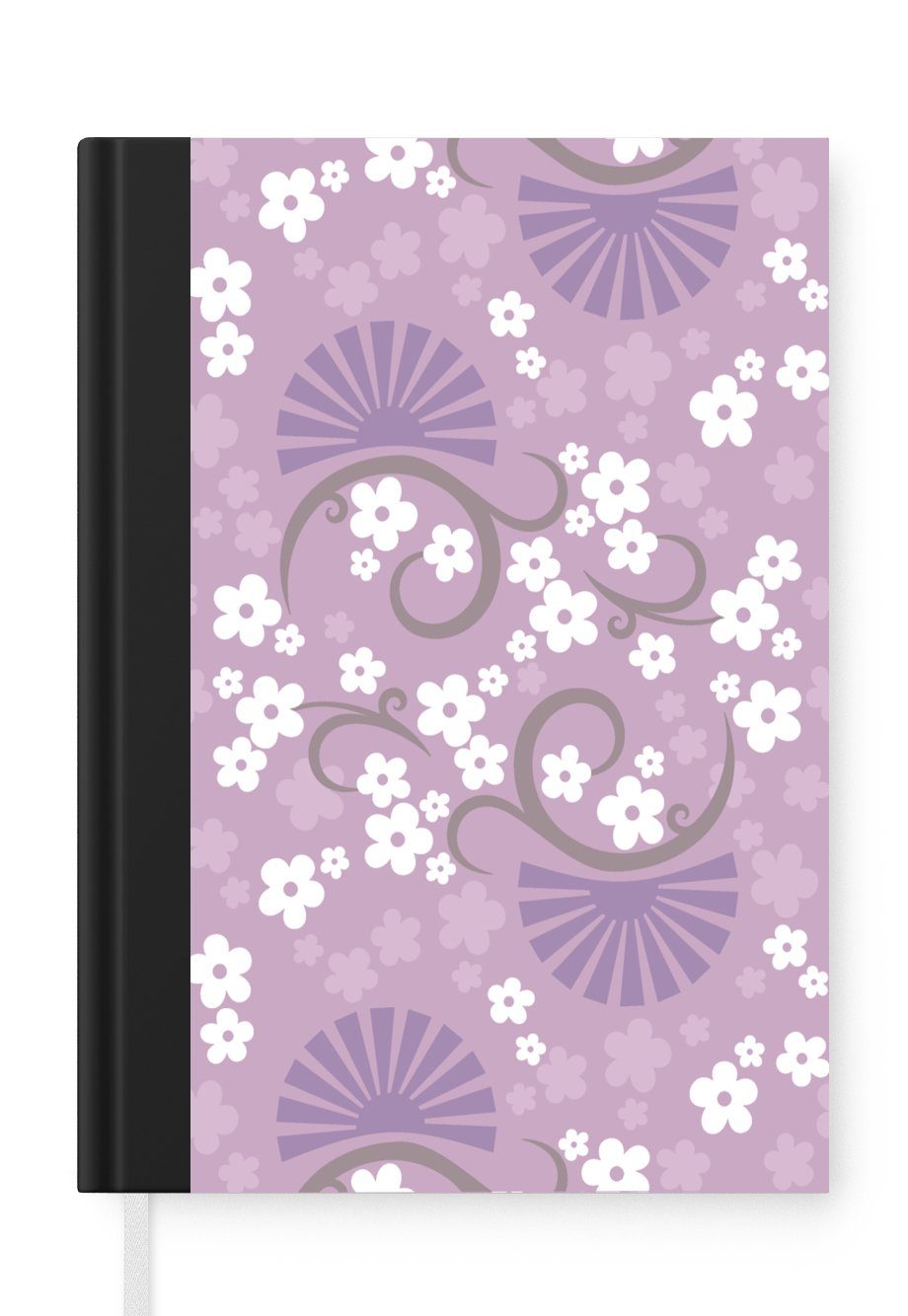 MuchoWow Notizbuch Blumen - Muster - Sakura, Journal, Merkzettel, Tagebuch, Notizheft, A5, 98 Seiten, Haushaltsbuch