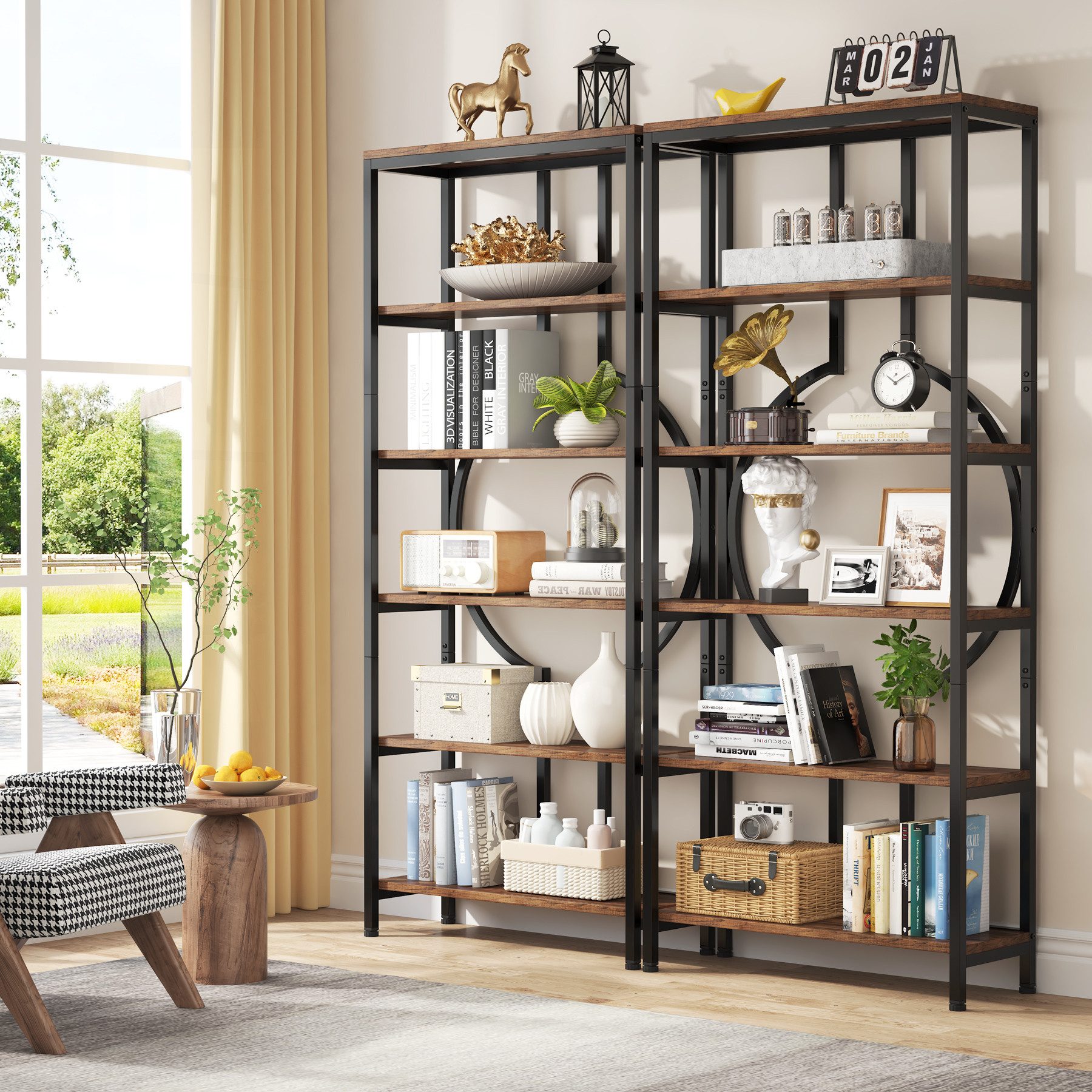 Tribesigns Bücherregal industrielles 6-stöckige Etagere-Bücherregal, freist günstig online kaufen