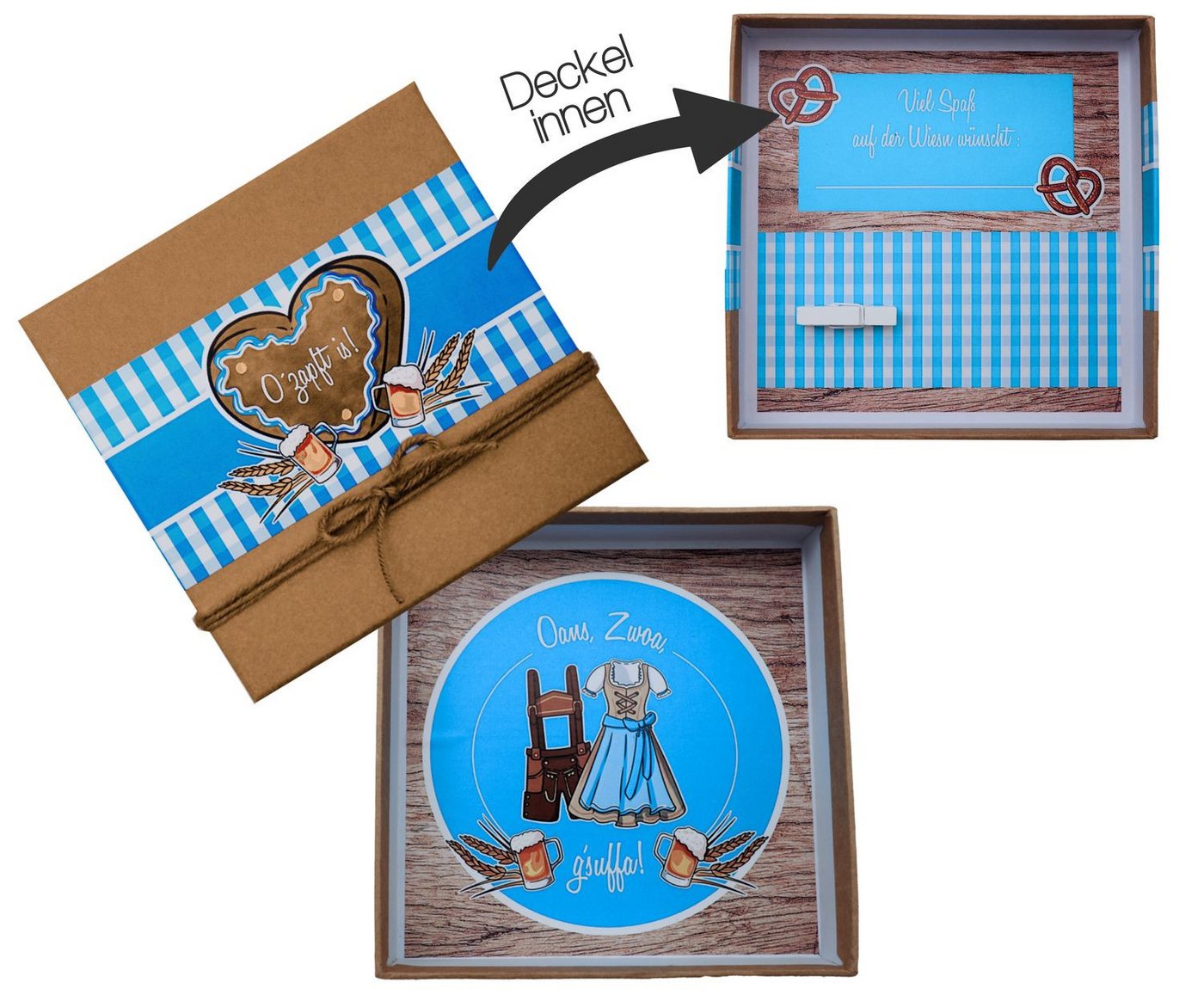 Thumbnail - ZauberDeko Geschenkbox Geldgeschenk Oktoberfest Blau Verpackung Geschenk Natur Gutschein