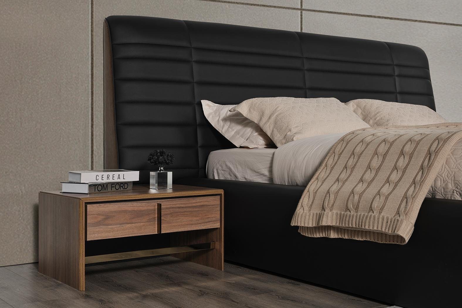 Bett JVmoebel Nachttische Made Schlafzimmer-Set Luxus neu In 3tlg Europe Design, schwarz 2x Schlafzimmer Set
