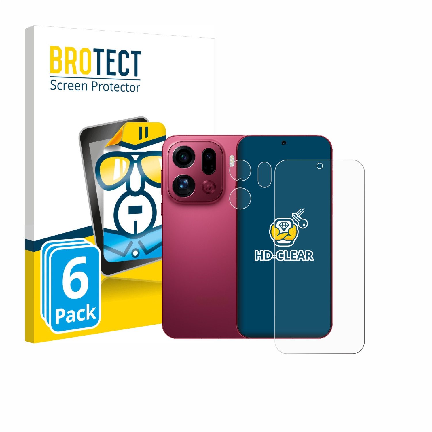BROTECT Displayschutzfolie Schutzfolie für Oppo Find X9 Pro (Display+Kamera), 6 Stück, Displayschutz Schutz Folie Klar Transparent