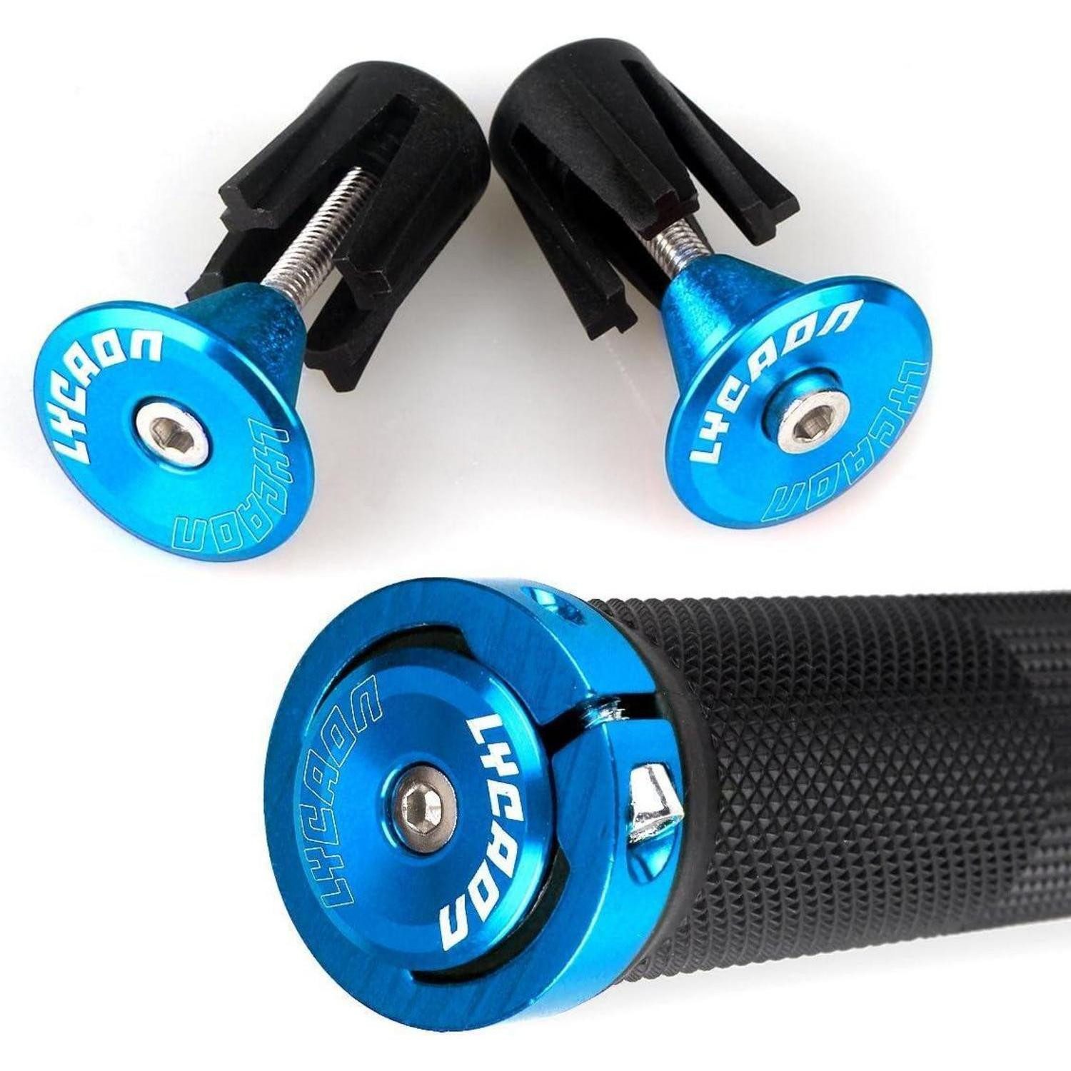 LuxusKollektion Fahrradlenkergriff Fahrrad Lenker Griffe Gummi rutschfest Aluminium Lock Blau