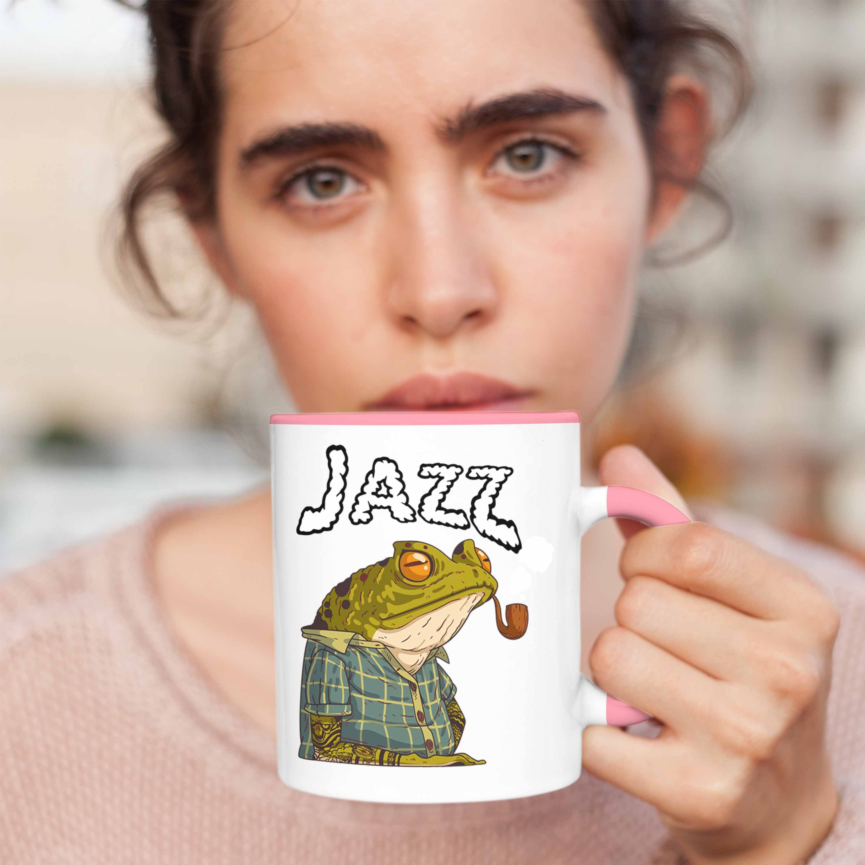 Rosa Tasse Tasse Geschenk Lustig Trendation Grafik Jazz Frosch