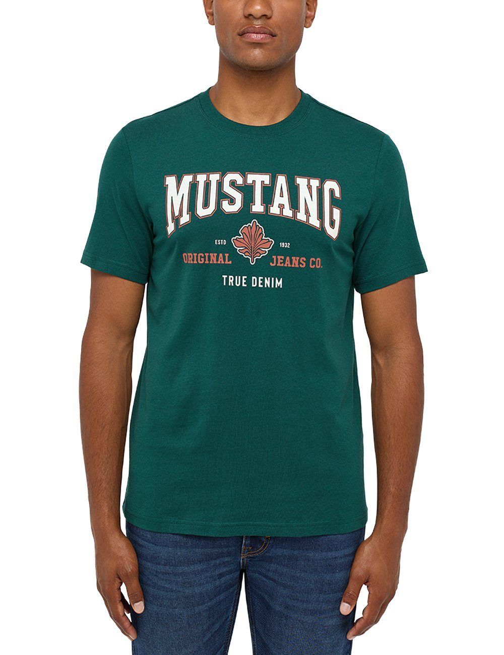 Kurzarmshirt Print-Shirt MUSTANG grün Mustang