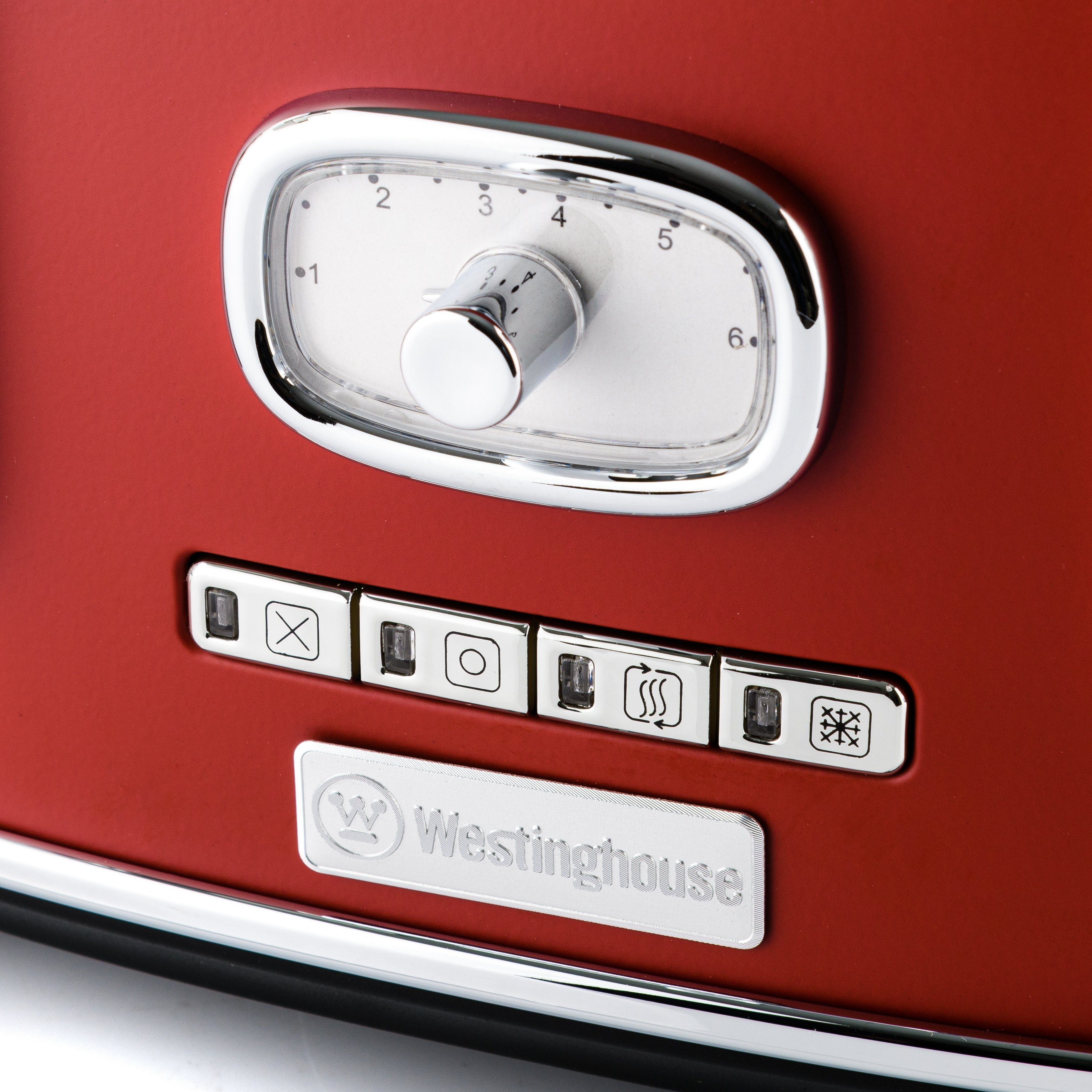 1750 WKTT809,Krümelschublade Überhitzungsschutz 4 rot W, kurze Aufwärm-Funktion, Toaster Westinghouse Auftau-, für Schlitze, Stufen, Scheiben, 4 6