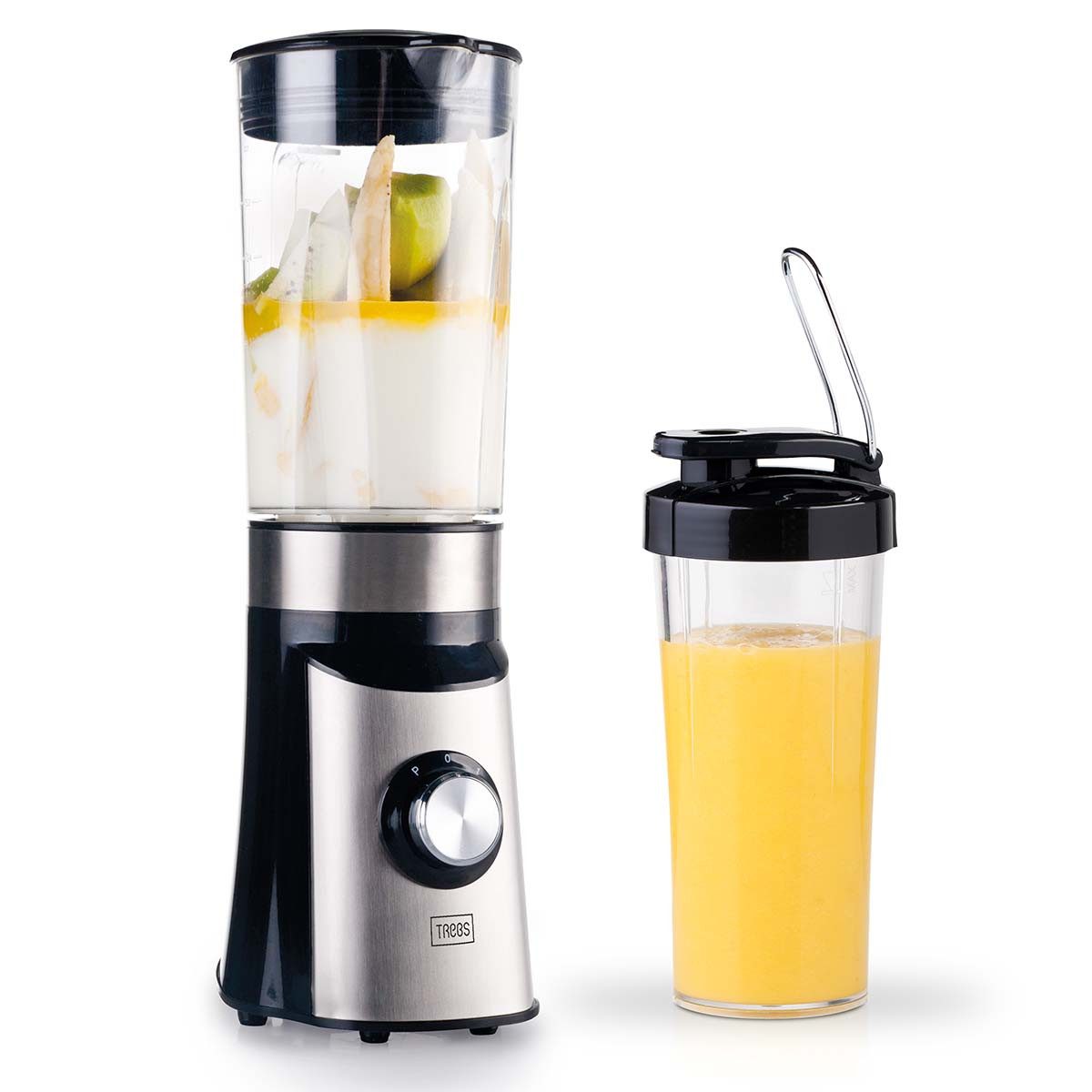 TREBS Smoothie-Maker 99242, 350 W, Smoothie-Mixer, 350W, 2-in-1 Design, Eis zerkleinern, 2 Stufen