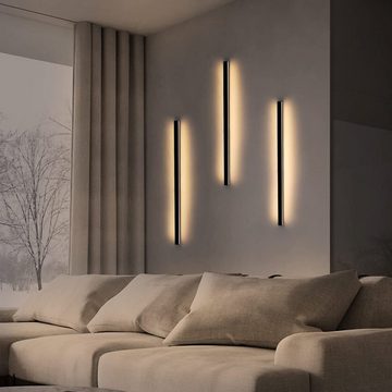 ZMH LED Wandleuchte innen Modern Flur Schwarz Beleuchtung Wohn- Kinder- Schlafzimmer, LED fest integriert, 3000K warmweiß, 80cm