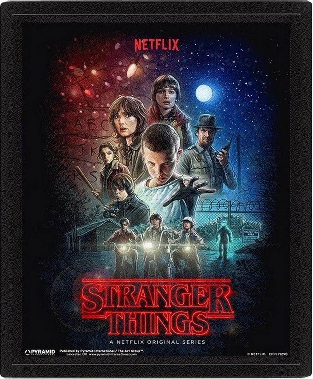 Stranger things Bild mit Rahmen One Sheet, Gerahmtes 3D Lentikulardruck Bild