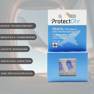 ProtectOhr Gehörschutzstöpsel Travel, Ohrstöpsel zum Druckausgleich im Flugzeug, ideal für Reisen