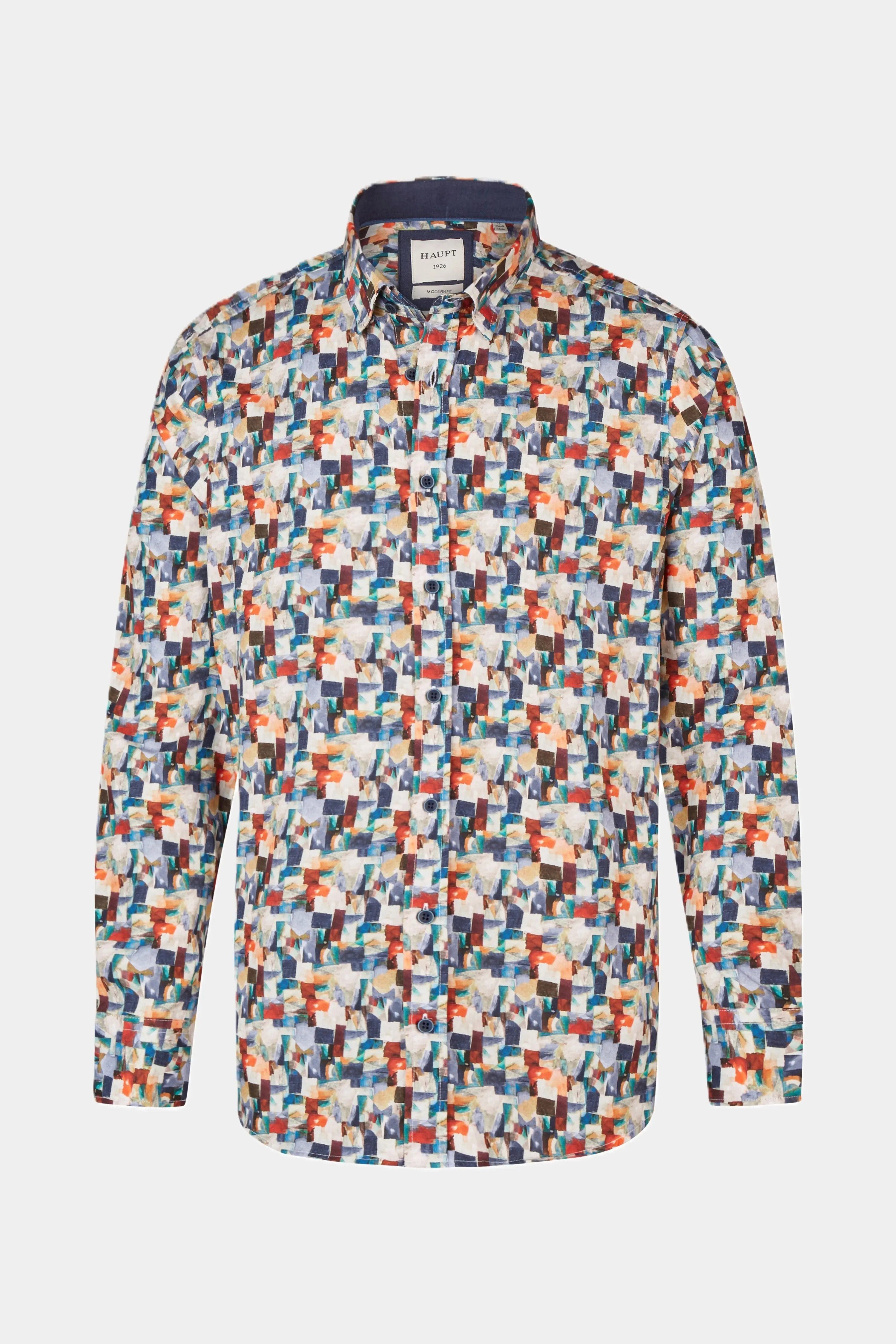 Haupt Langarmhemd Haupt Popelin Modern Fit Langarm Herrenhemd mit abstrakte günstig online kaufen