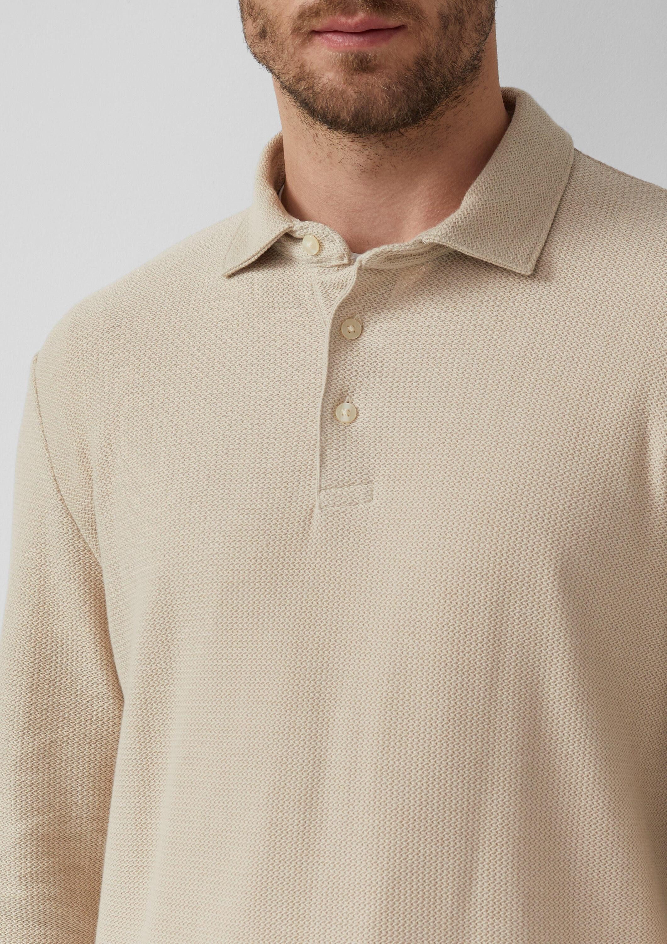 s.Oliver Langarmshirt Polo-Shirt Weiches Langarm-Poloshirt aus strukturiertem Jacquard