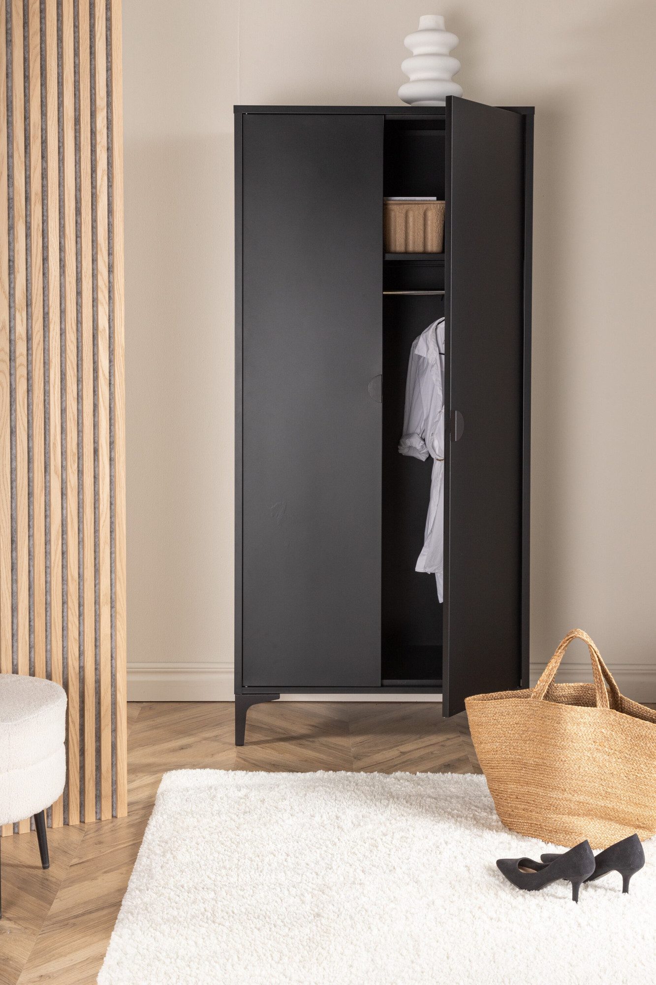 Venture Home Garderobenschrank Piring, Stauraumschrank aus Stahl, 2 Türen, Höhe 183 cm Garderobenschrank, Pulverbeschichtung, Stange, Einlegeböden, modern