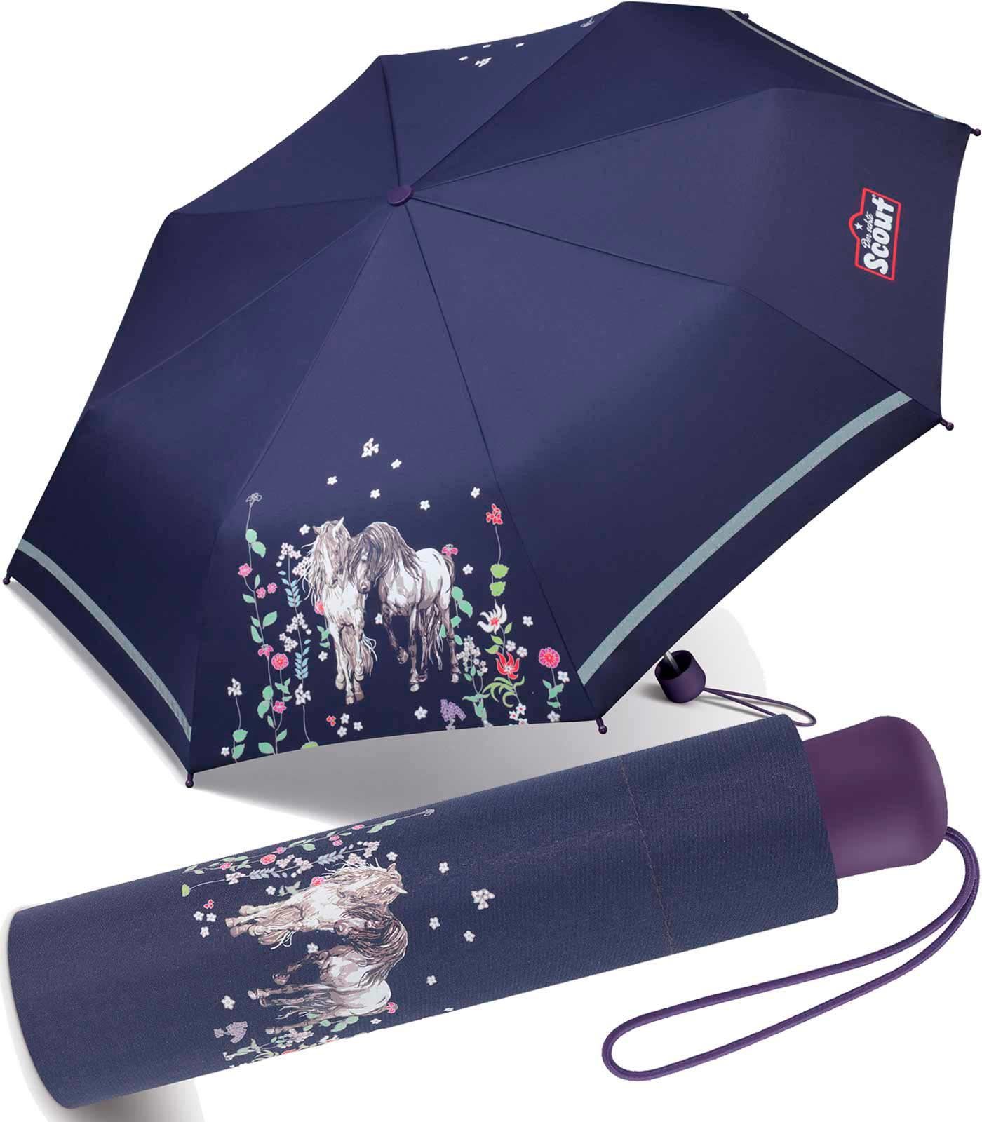 Scout leicht Taschenregenschirm bedruckt, Kinderschirm Mini Basic reflektierend