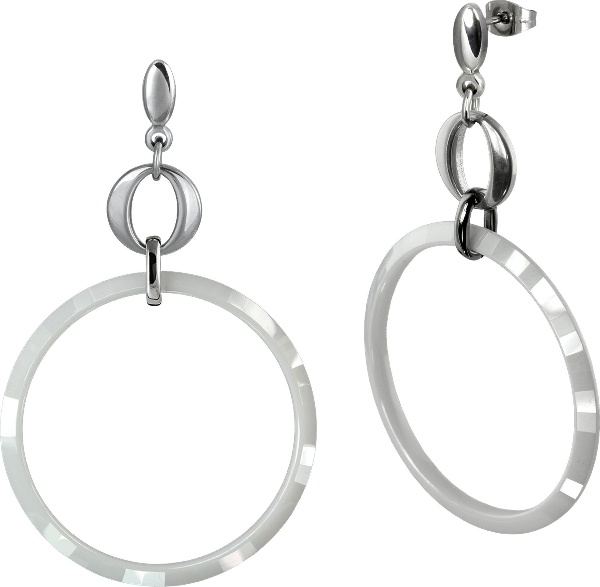 Amello Paar Ohrhänger Amello Ohrringe Edelstahl Keramik (Ohrhänger), Damen Ohrhänger Circle Edelstahl (Stainless Steel), in silberfarben, w