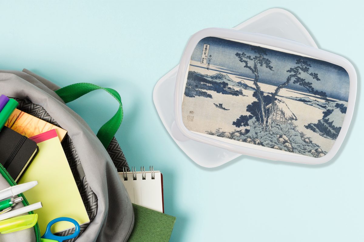 (2-tlg), weiß Brotdose, Mädchen Brotbox Katsushika und Jungs Lunchbox Hokusai, von auf Kunststoff, und MuchoWow für den Blick Kinder Erwachsene, - Berg für Fuji Gemälde