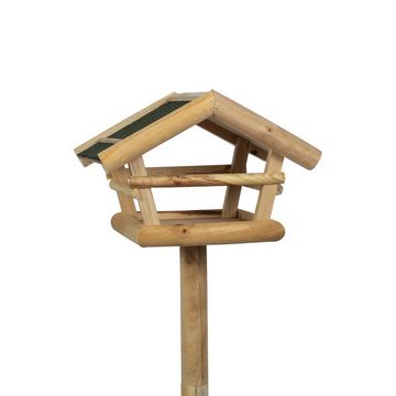 Grafner Futterhaus Vogel Futterhaus mit Ständer aus Kiefernholz Vogelhaus, mit Ständer und stabilen Füßen, massives Holz, Spitzdach mit Dachpappe