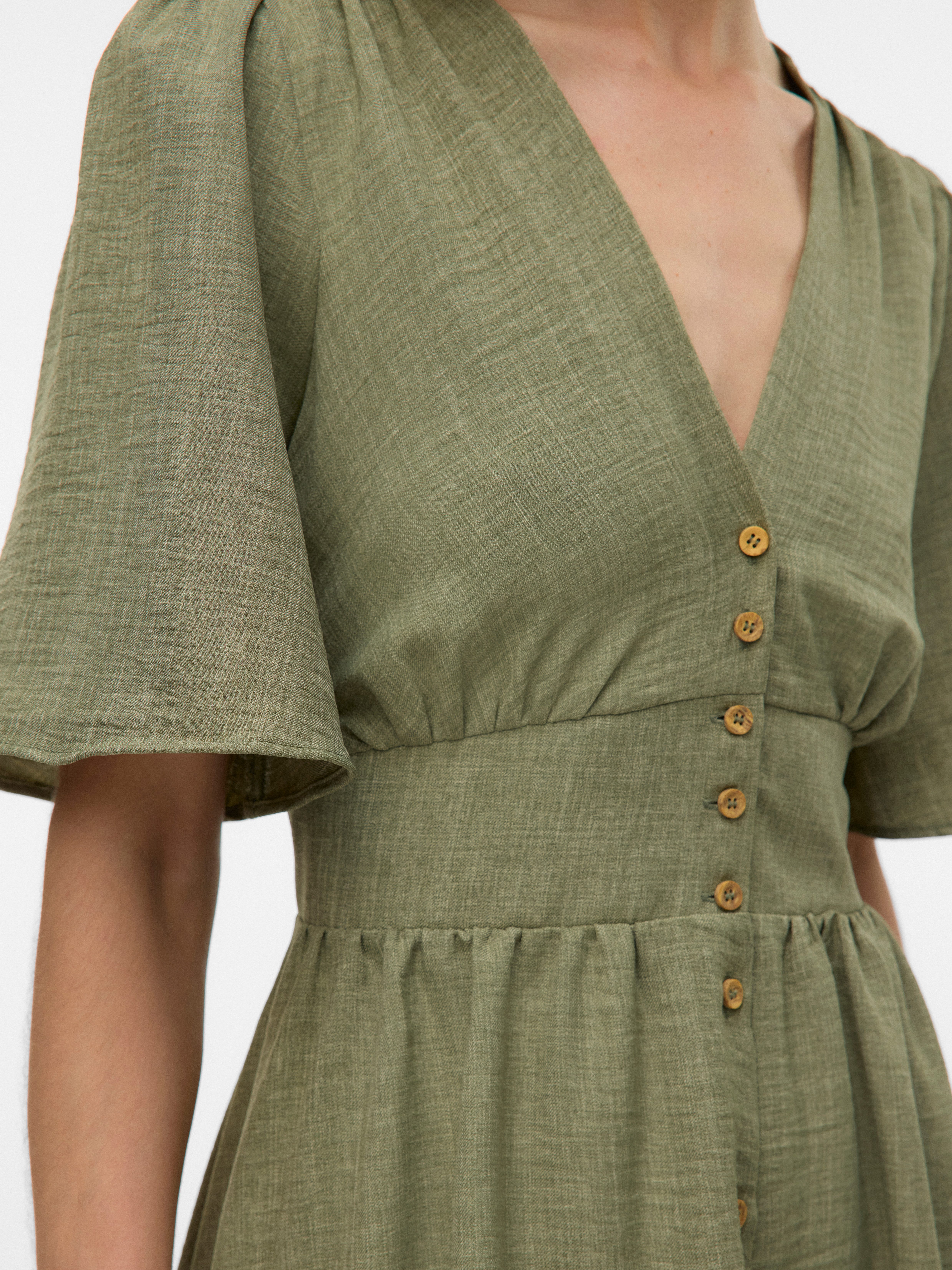 Vero Moda Minikleid VMMELANEY 2/4 SHORT DRESS WVN NOOS Sommerkleid, Kunsfaser, taillierte Form