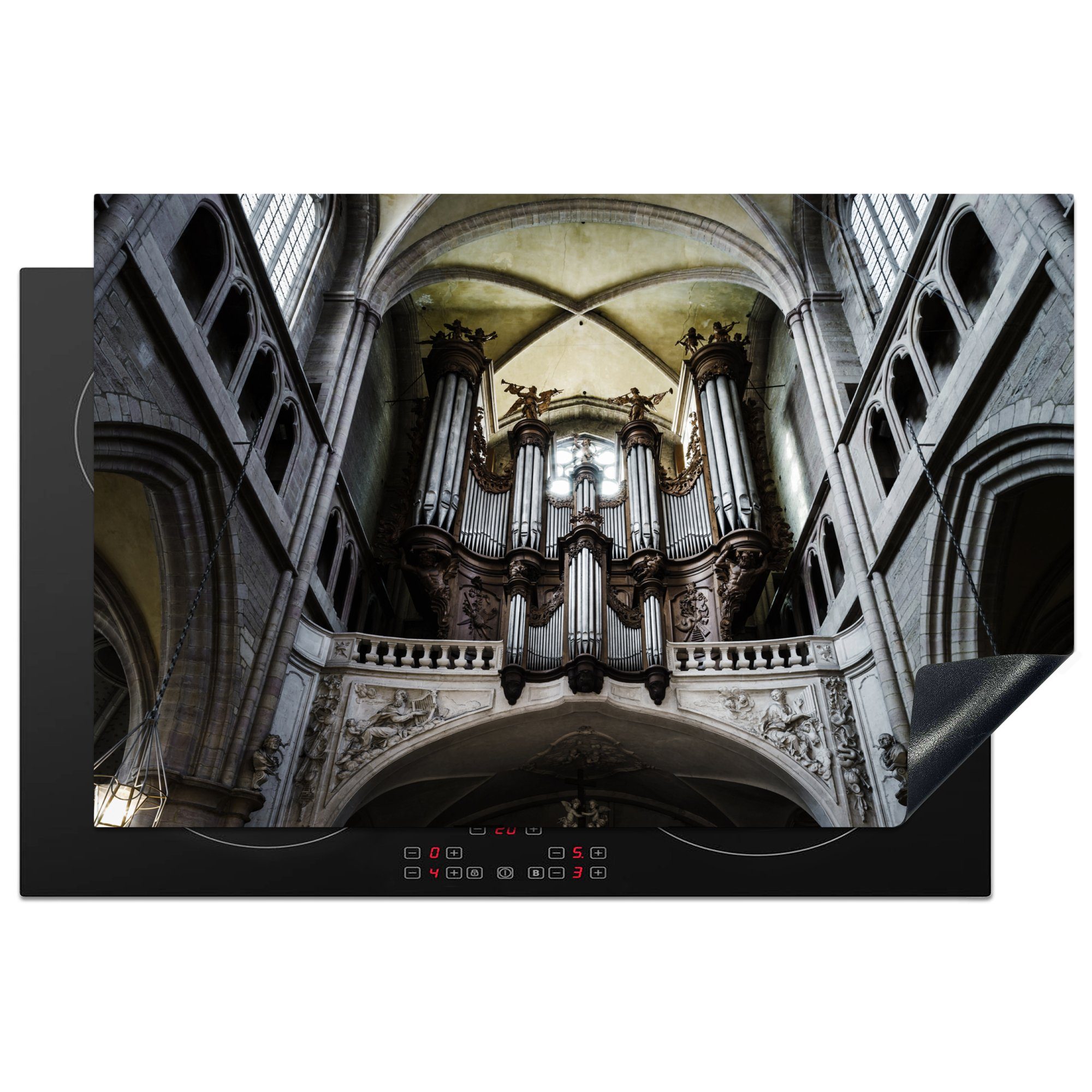 MuchoWow Herdblende-/Abdeckplatte Kathedrale mit der Orgel von Saint Benignus, Vinyl, (1 tlg), 81x52 cm, Induktionskochfeld Schutz für die küche, Ceranfeldabdeckung