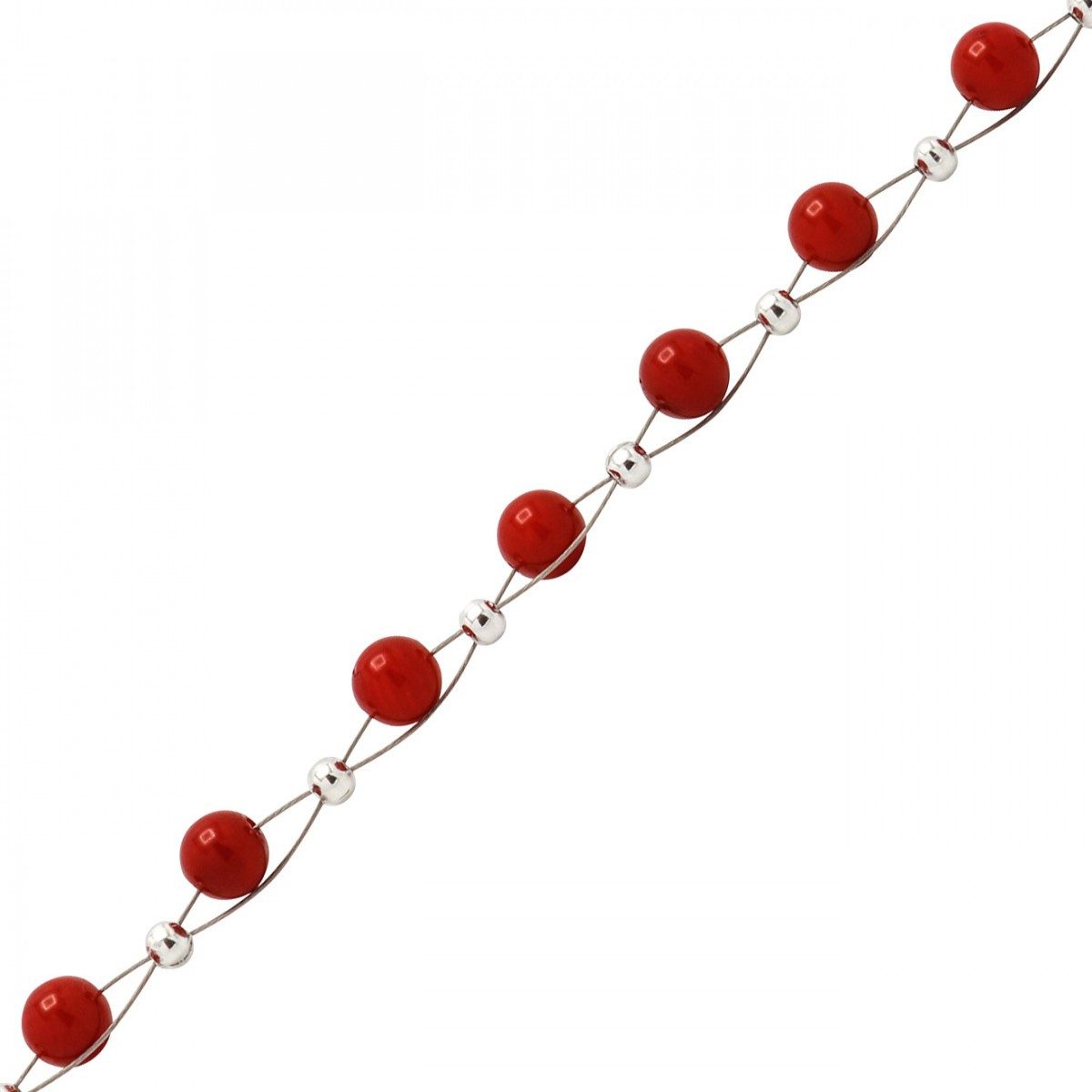 Schmuck Krone Collier Feine Halskette aus Korallen & 925 Silber, Silber 925 – Bild 2 von 2