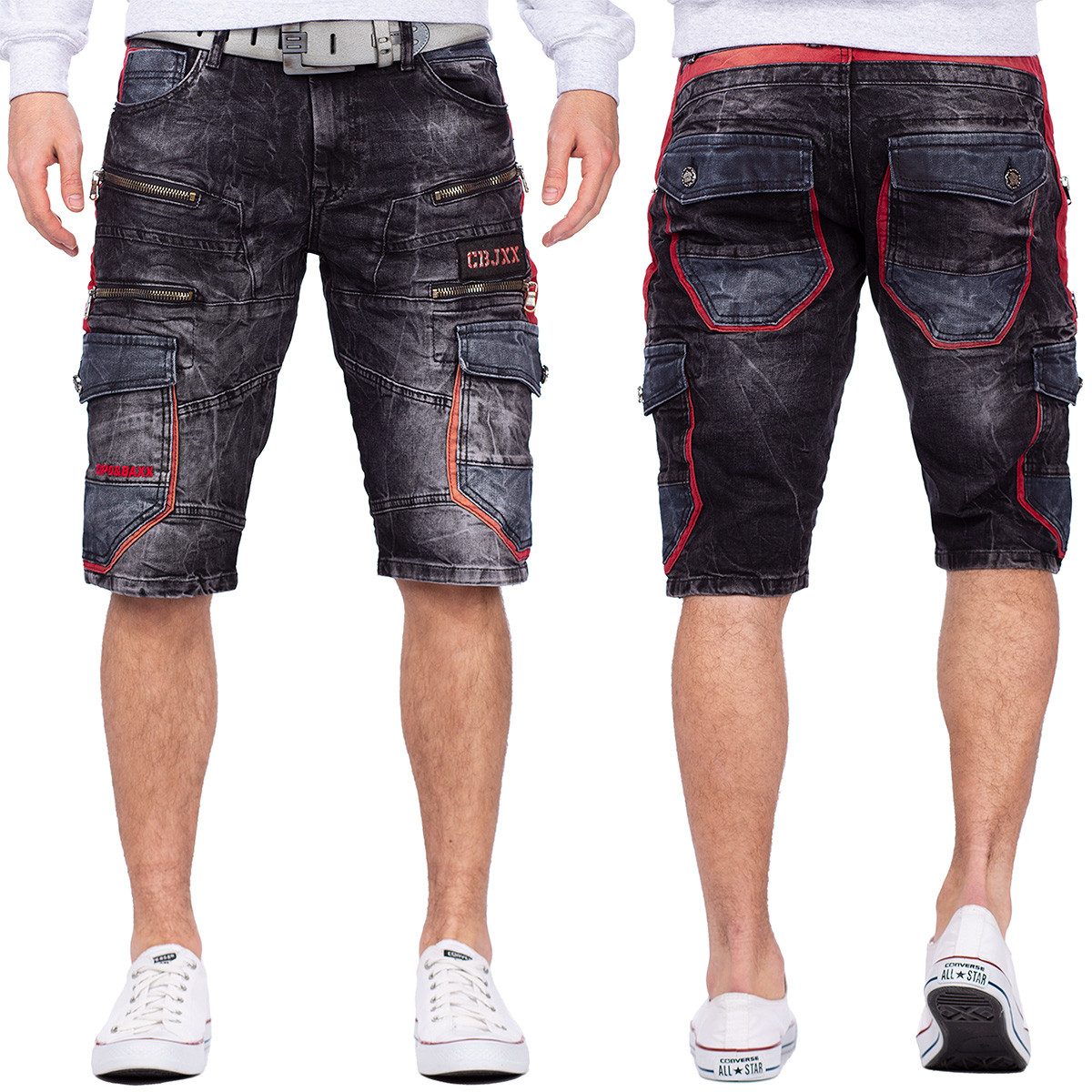 Cipo & Baxx Jeansshorts Kurze Hose BA-CK224 Kontrastfarbene Akzente