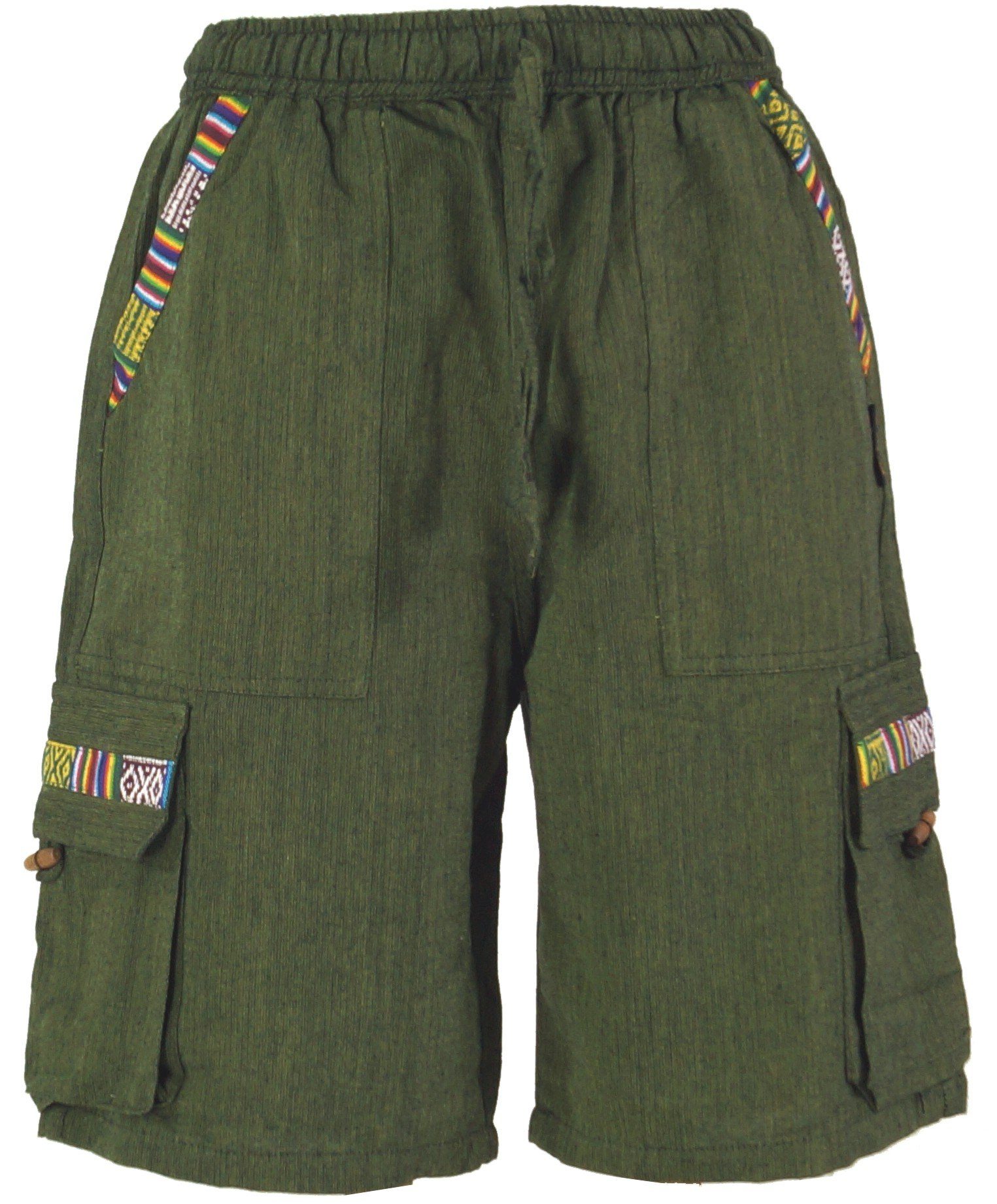 Guru-Shop Relaxhose Ethno Yogashorts im Goastyle - olive Hippie, Ethno Styl günstig online kaufen