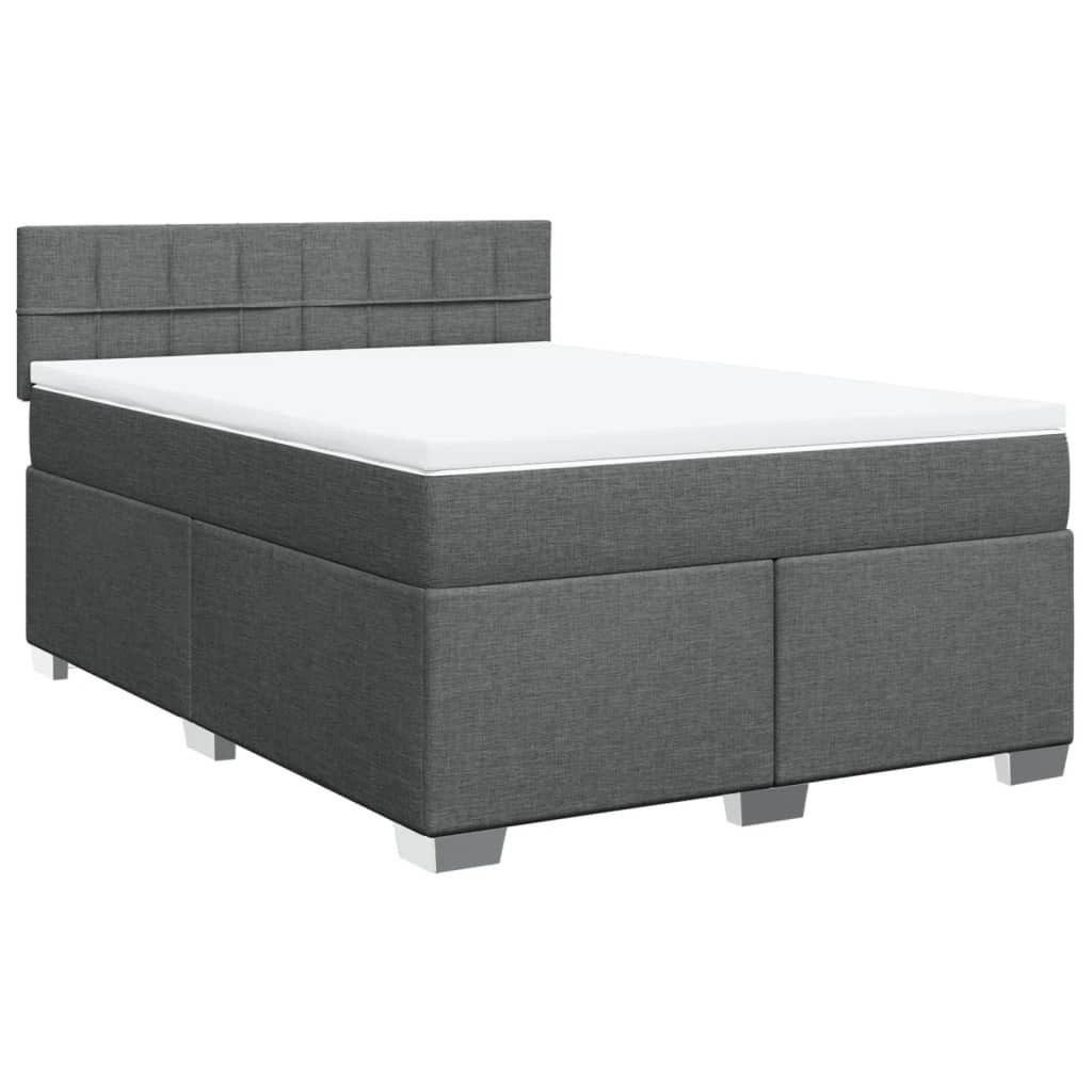 vidaXL Bett Boxspringbett mit Matratze Dunkelgrau günstig online kaufen