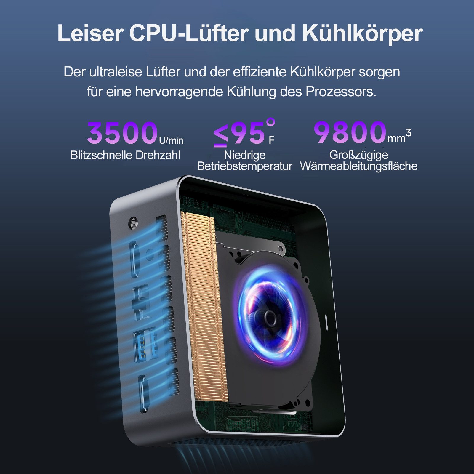 VASOUN Mini PC Intel N100, 16 GB DDR4 RAM, 512 GB SSD Mini-PC Mini-PC (N100, (Windows 11 Pro, WiFi 6, Dual 4K HDMI, Gigabit LAN, bis zu 3,4 GHz)