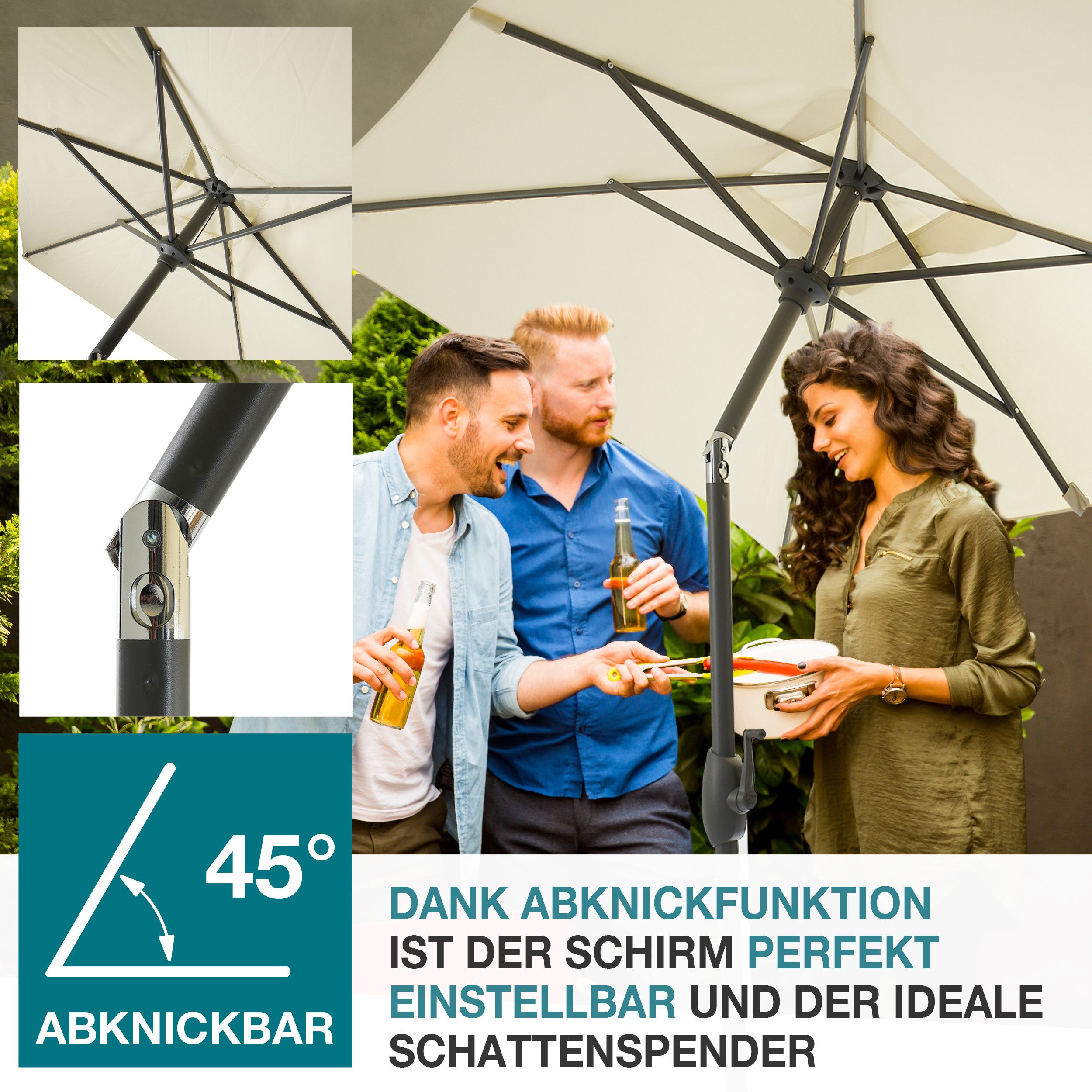 TOM Sonnenschirm mit Kurbel 140x210cm Rechteckig inklusive Kühltasche, Trag günstig online kaufen